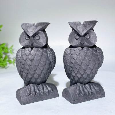 Figurine de guérison en cristal de shungite de 3,3 pouces, sculptée en forme de hibou