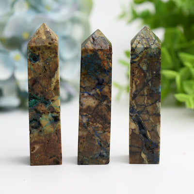 Pointe de cristal d'azurite malachite de 3 à 4 pouces pour la guérison