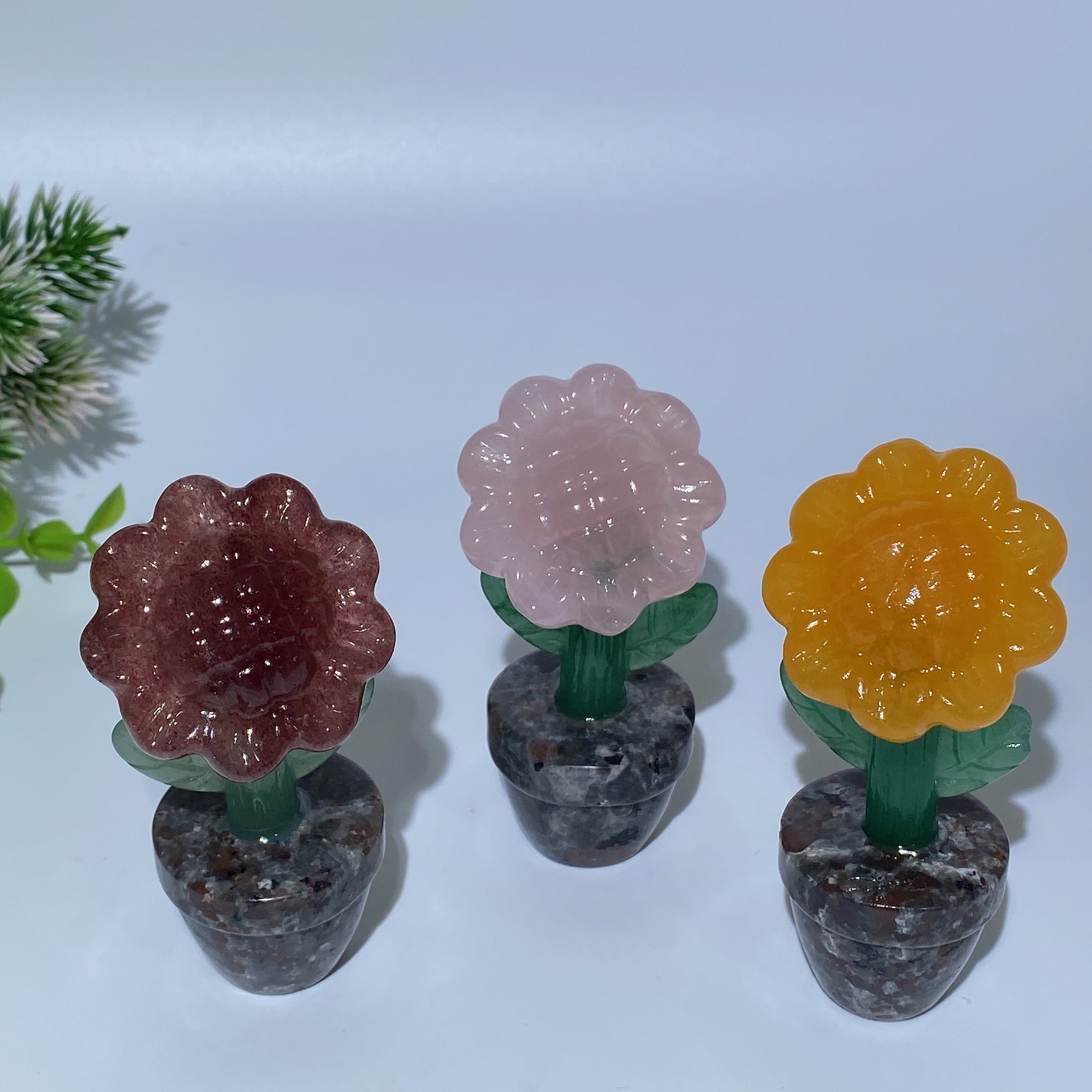 3.4 Inch Mixed Crystal Sun Flower Figurine with Yooperlite Base