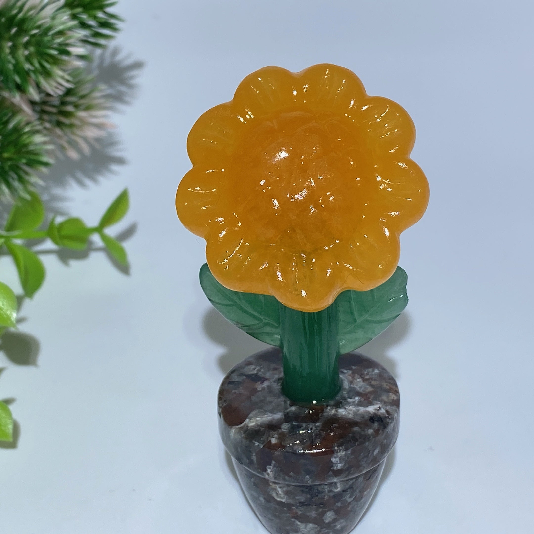 3.4 Inch Mixed Crystal Sun Flower Figurine with Yooperlite Base