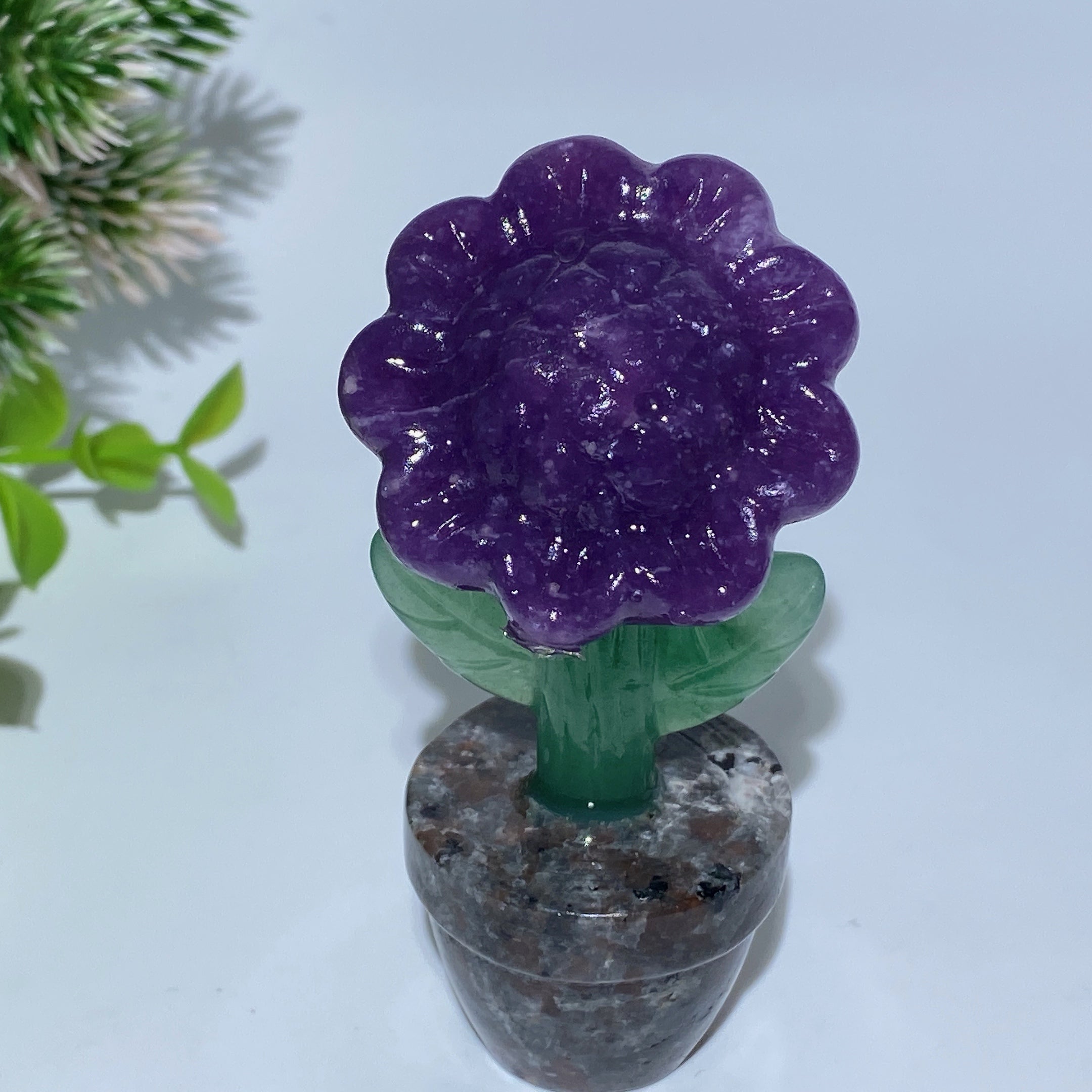 3.4 Inch Mixed Crystal Sun Flower Figurine with Yooperlite Base