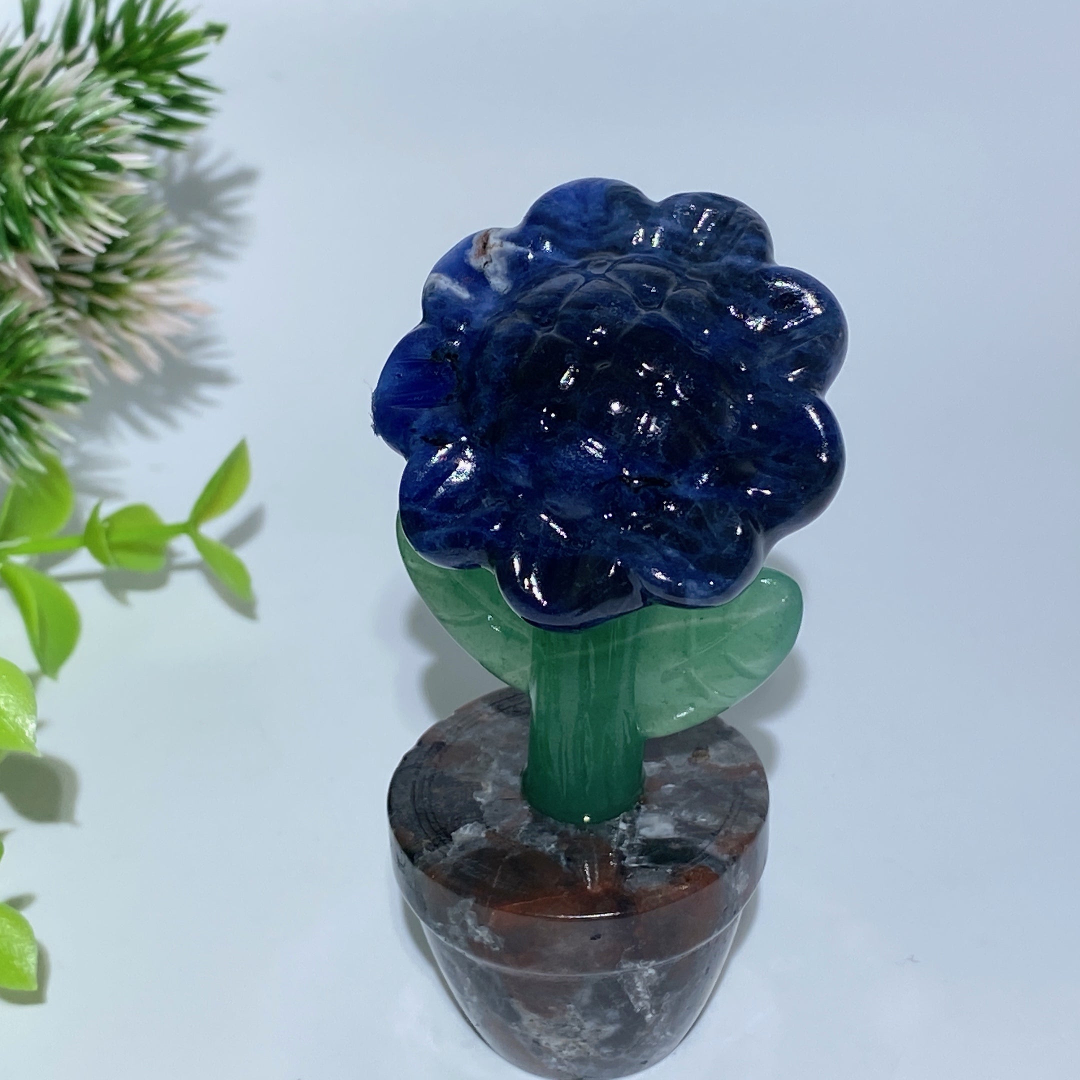 3.4 Inch Mixed Crystal Sun Flower Figurine with Yooperlite Base