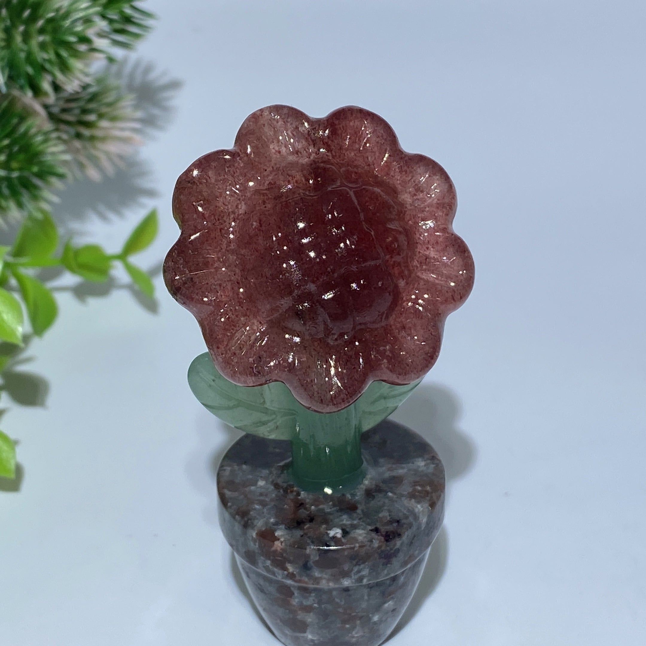 3.4 Inch Mixed Crystal Sun Flower Figurine with Yooperlite Base