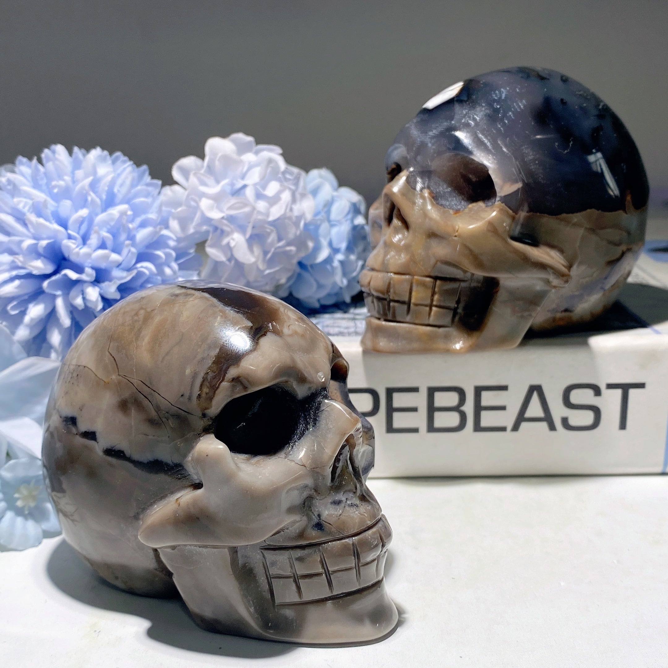 3.4 Inch Volcanno Agate Crystal Skull Carving for Healing