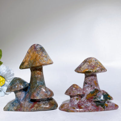 Figurine en cristal de jaspe océanique de 7,6 à 10 cm, guérison par les champignons