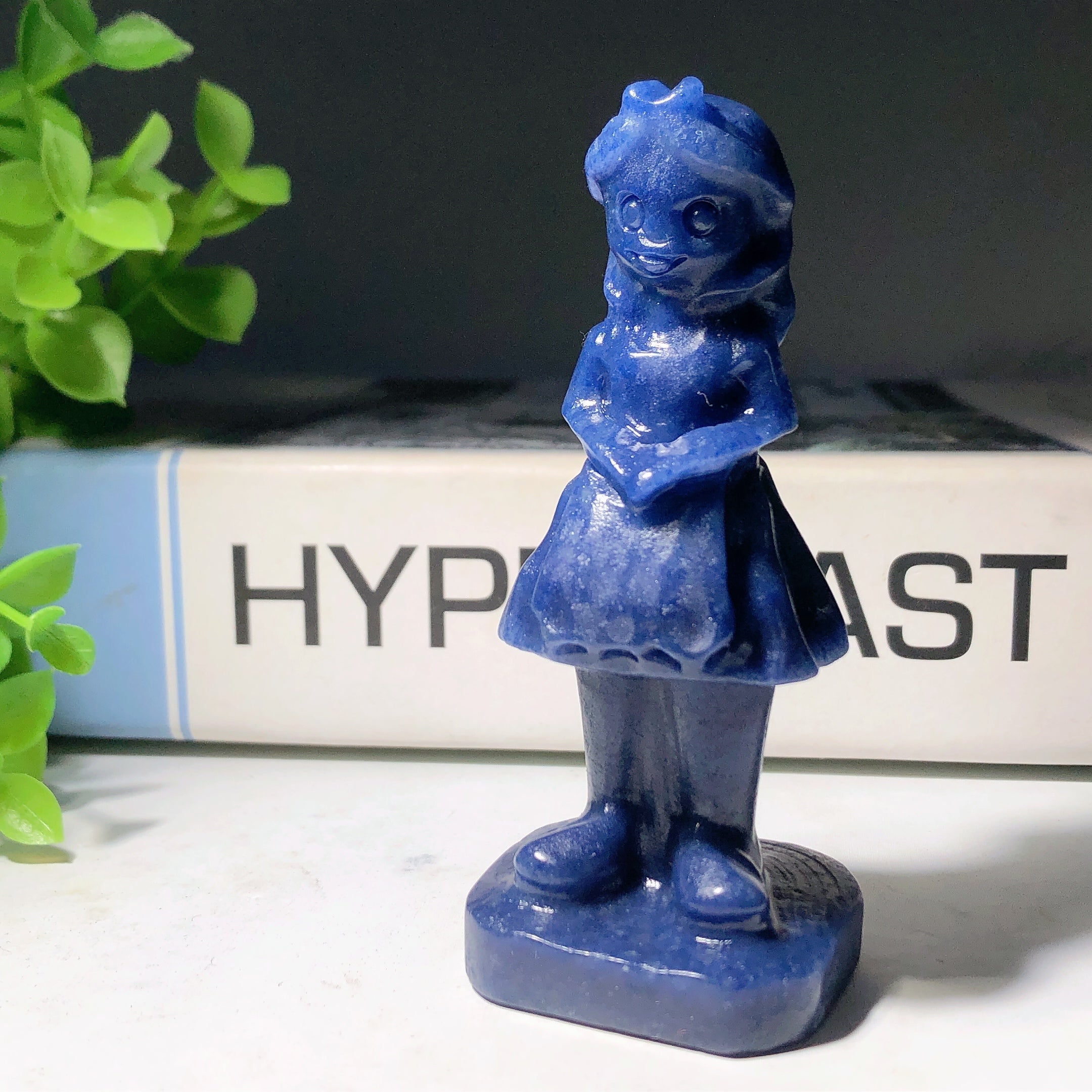 3.45-inch Blue Aventurine Crystal Princess Carving