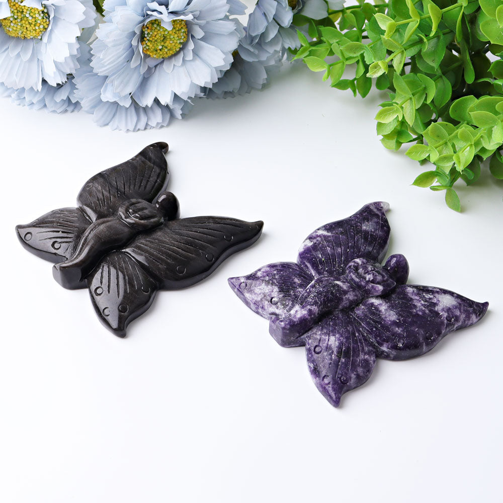 3.45in Golden Obsidian Fairy Carving