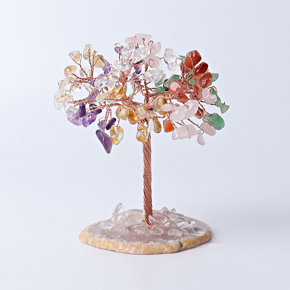 3.5-4.0 Inch Crystal Tree with Agate Base Gemstone Chips