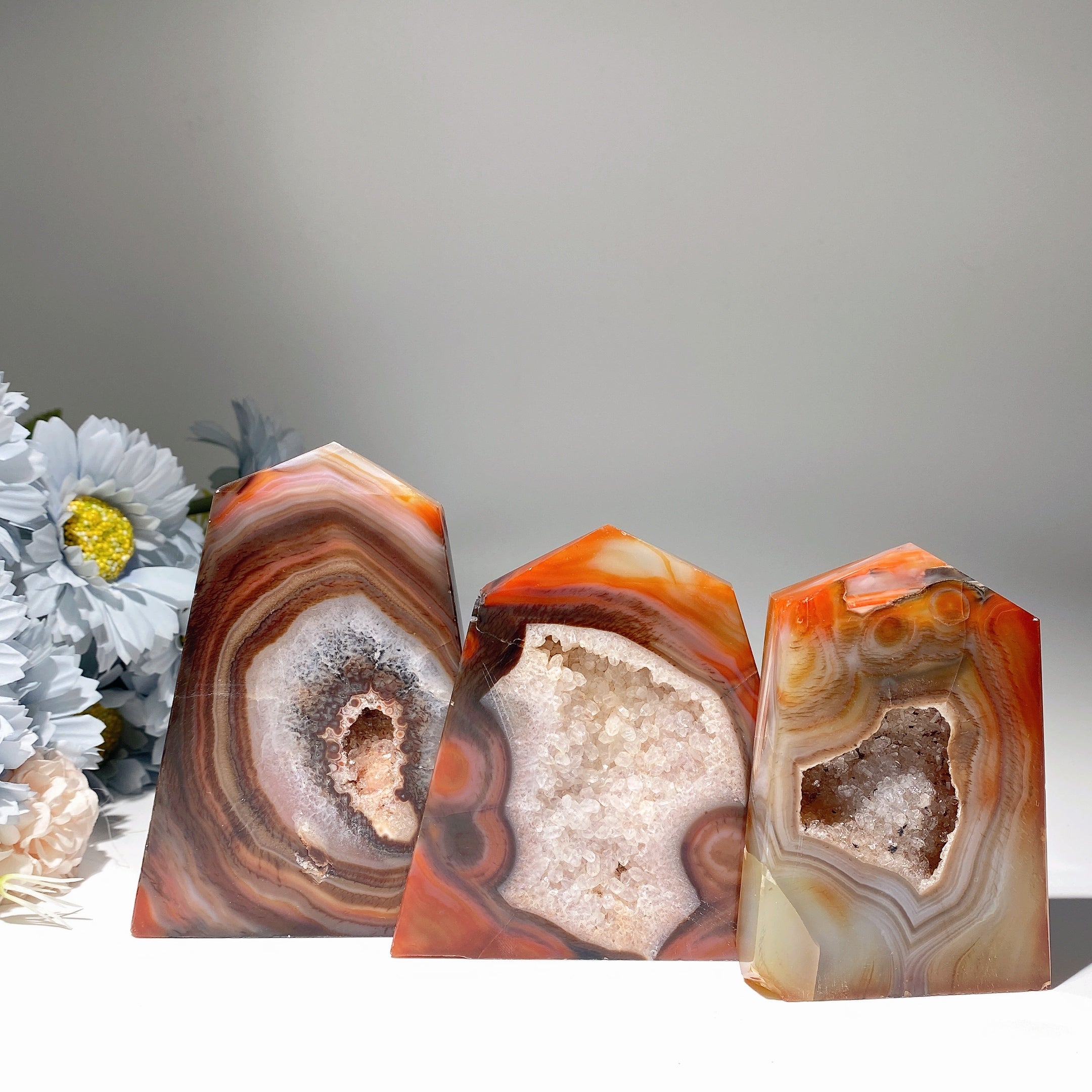 Cristal d'agate druzy de 3,5 à 4 pouces, forme libre de guérison