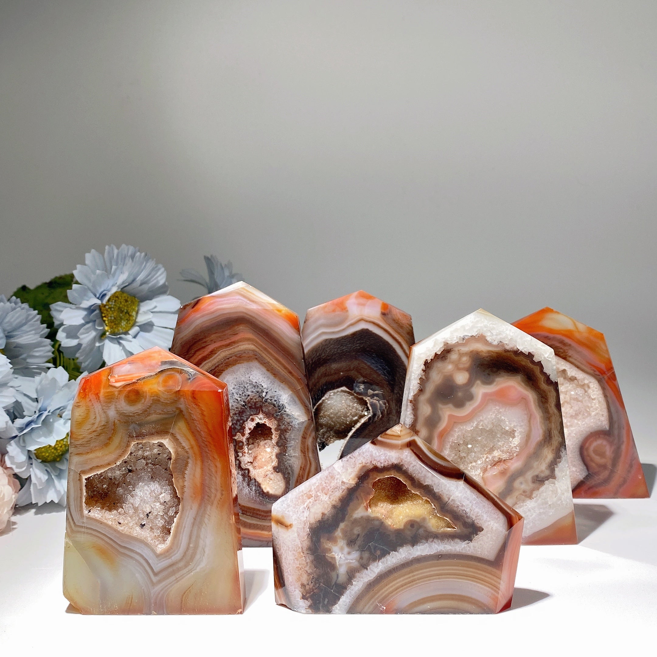 Cristal d'agate druzy de 3,5 à 4 pouces, forme libre de guérison