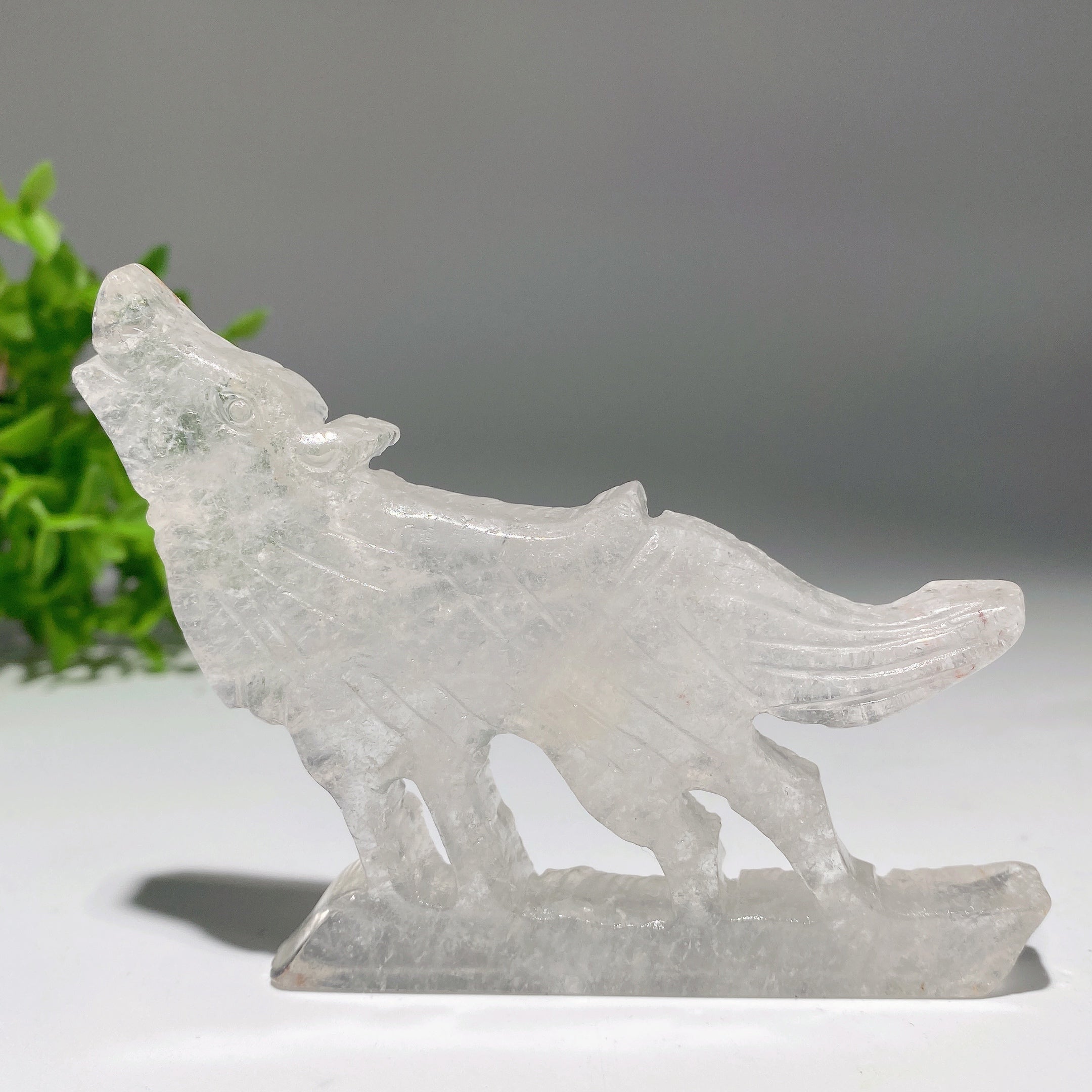 Figurine de loup en cristal mixte de 3,5 à 4 pouces pour la guérison