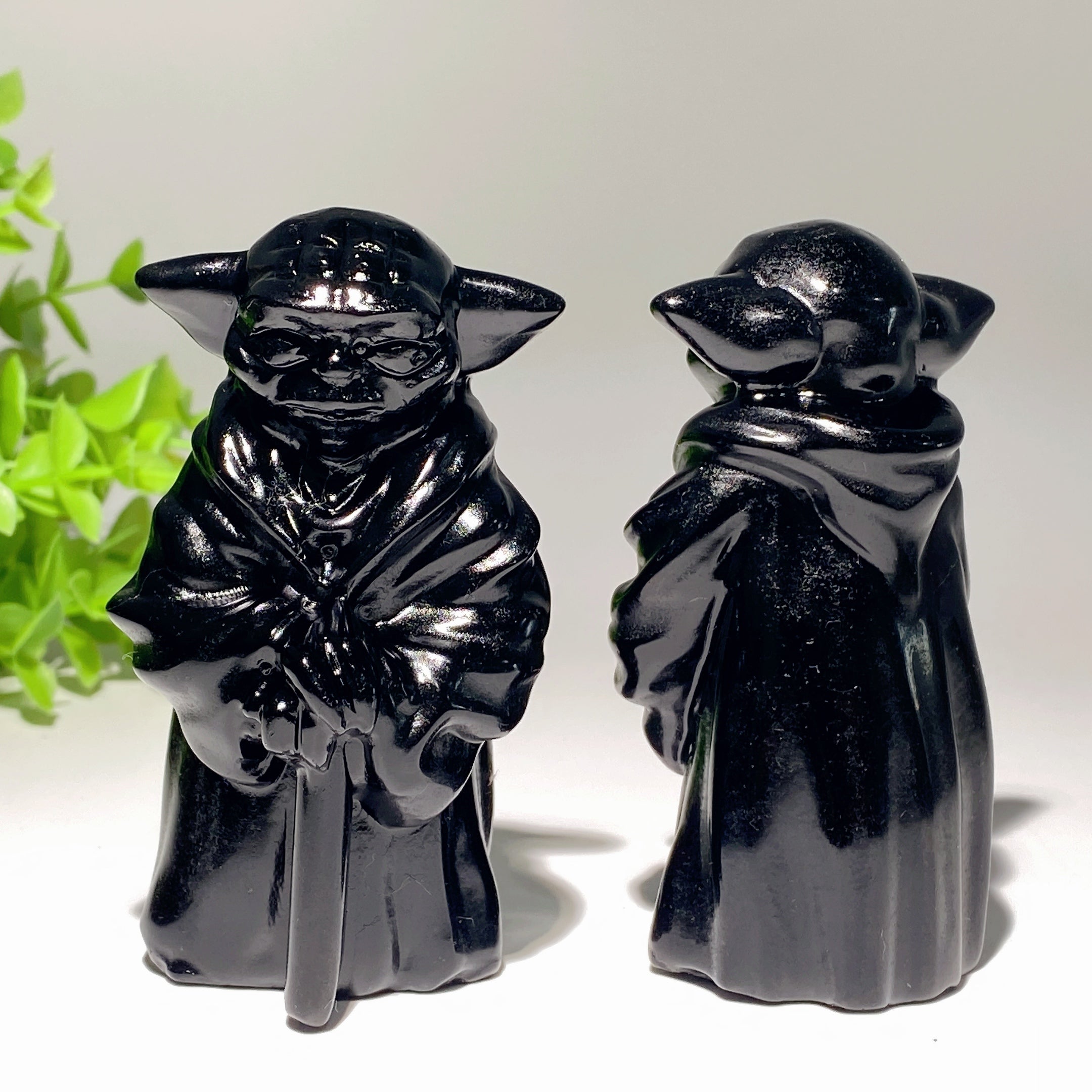 3.5 inch Black Obsidian Yoda Crystal Figurine for Meditation