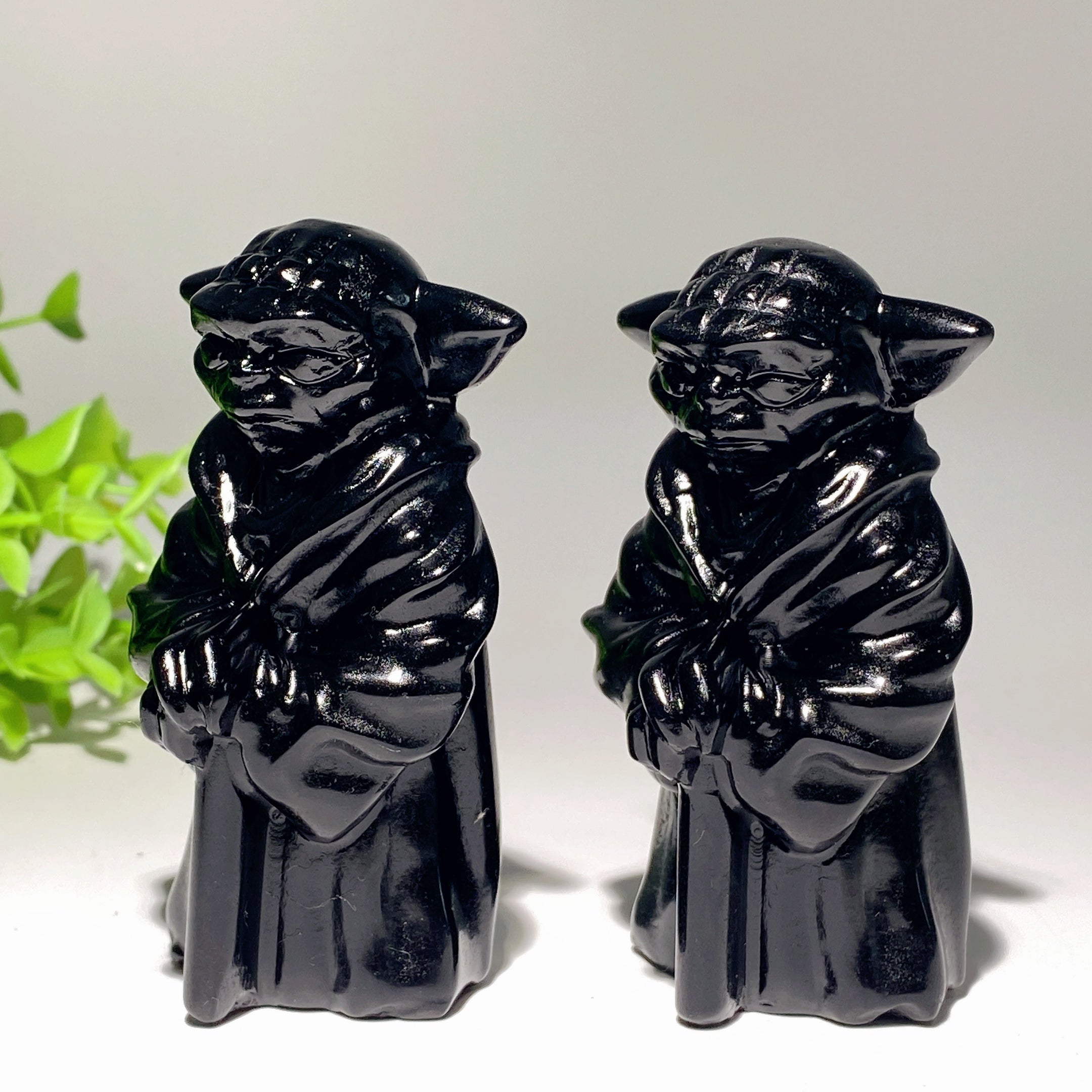 3.5 inch Black Obsidian Yoda Crystal Figurine for Meditation