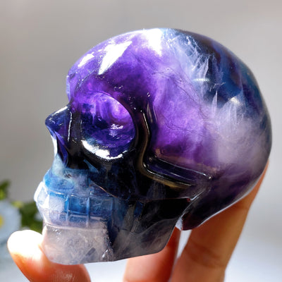 Cristal de crâne en fluorite de 3,5 pouces pour la guérison et la méditation