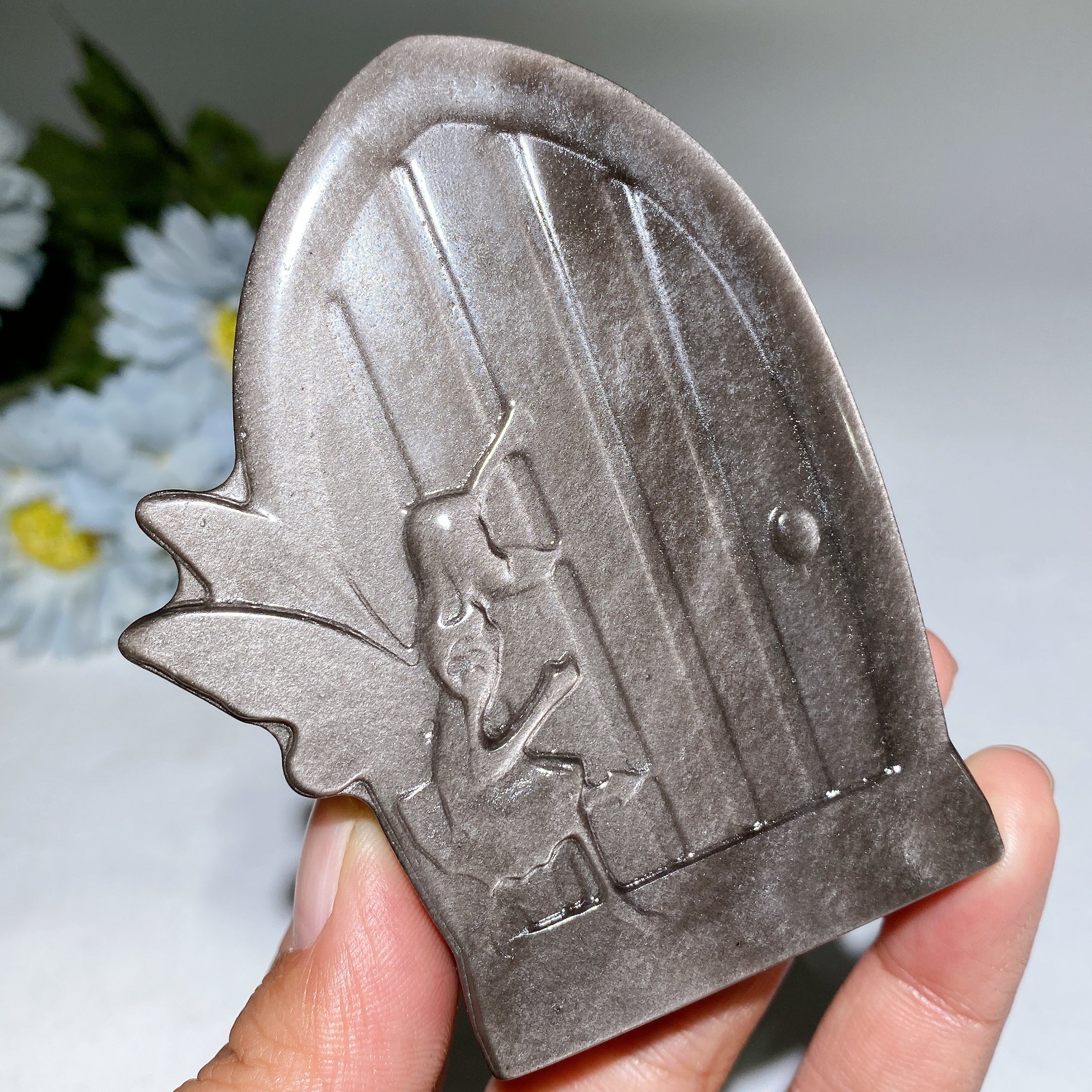 3.5 Inch Golden Obsidian Fairy Door Crystal Figurine