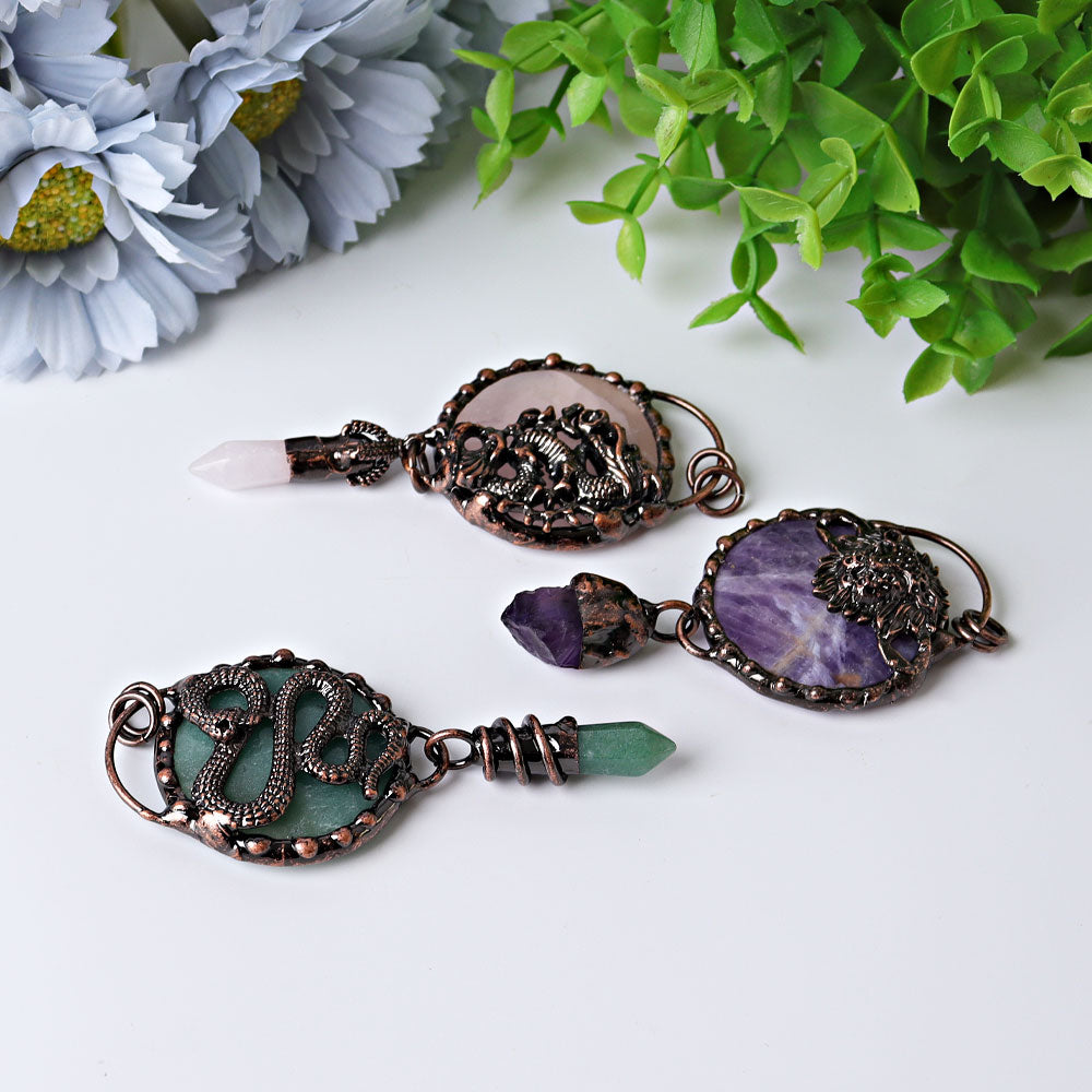 3.5-inch Green Aventurine Snake Pendant for Protection
