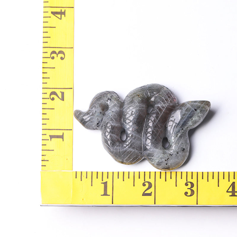 Figurine de serpent sculptée en cristal de labradorite de 3,5 pouces