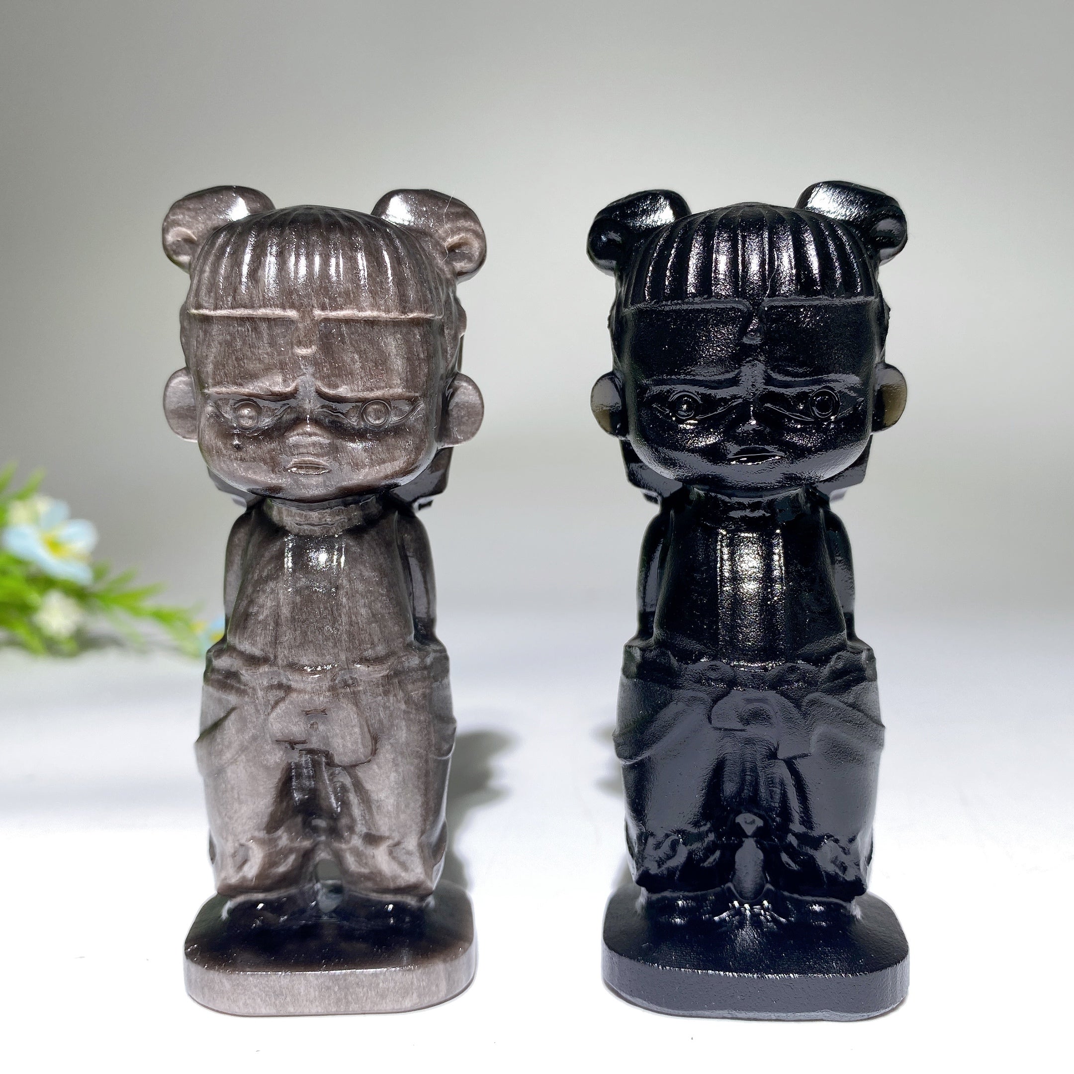 3.5 inch Obsidian Nezha Spiritual Statue for Meditation