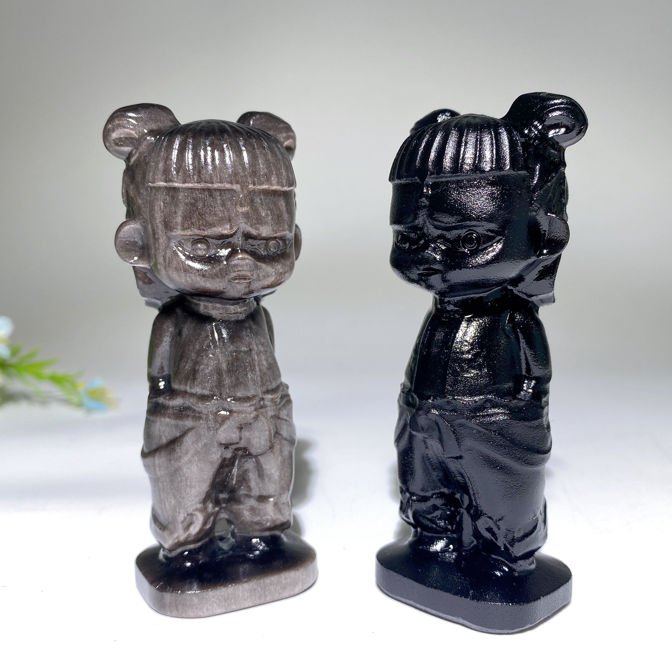 3.5 inch Obsidian Nezha Spiritual Statue for Meditation