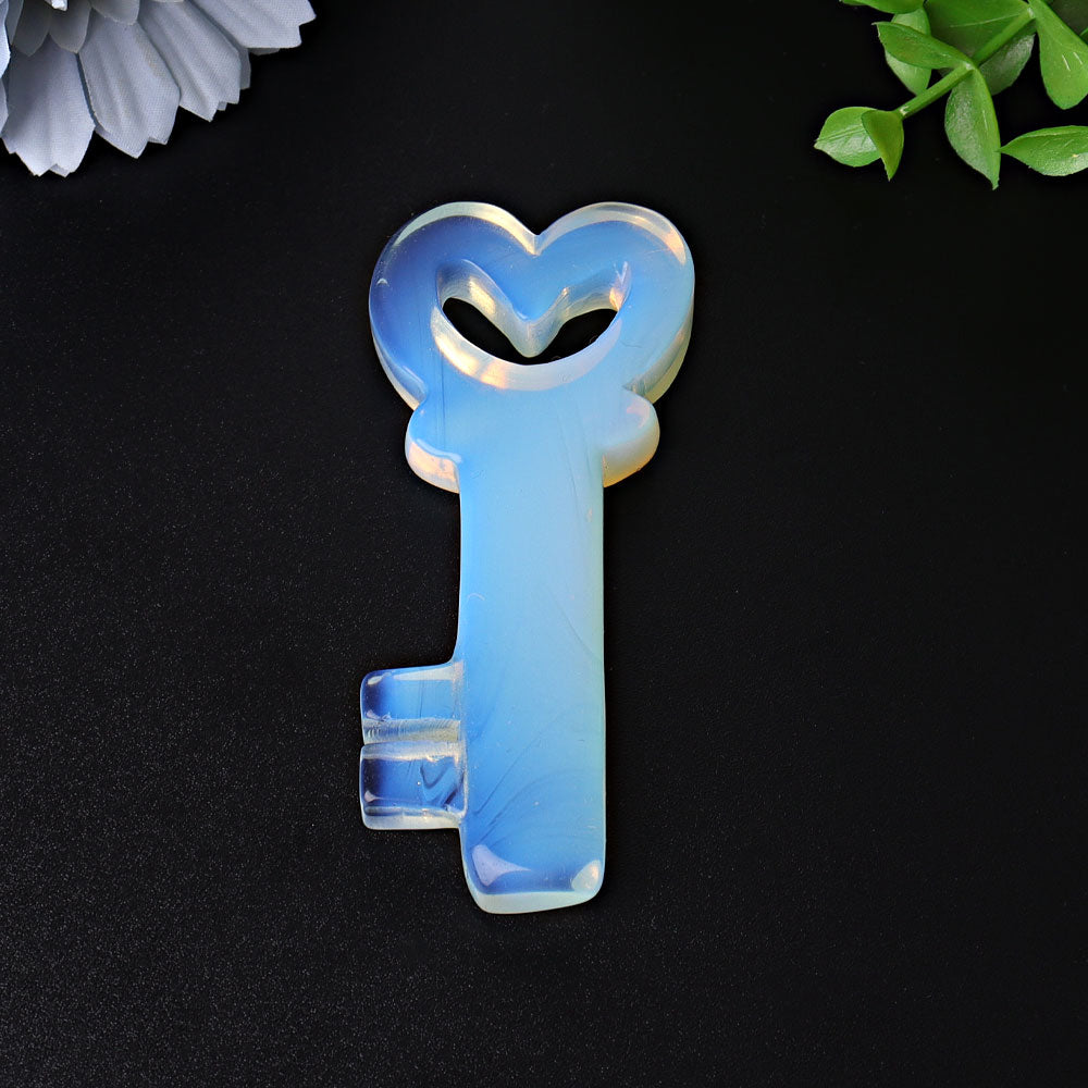 3.5 Inch Opalite Heart Key Crystal Carving for Healing