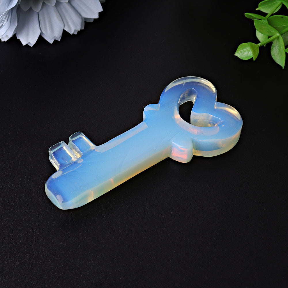 3.5 Inch Opalite Heart Key Crystal Carving for Healing