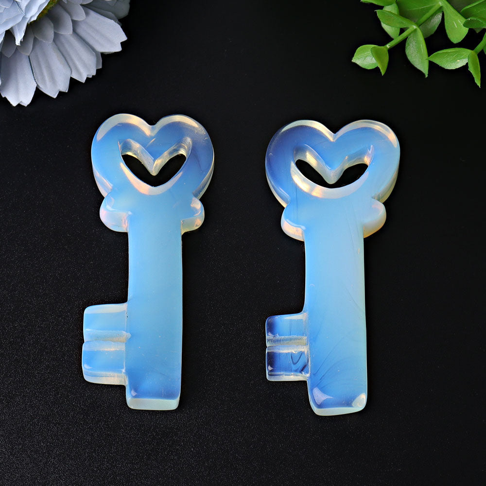 3.5 Inch Opalite Heart Key Crystal Carving for Healing