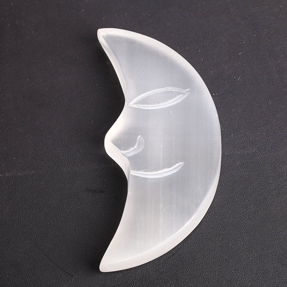 3.5 Inch Selenite Crystal Moon Carving Figurine