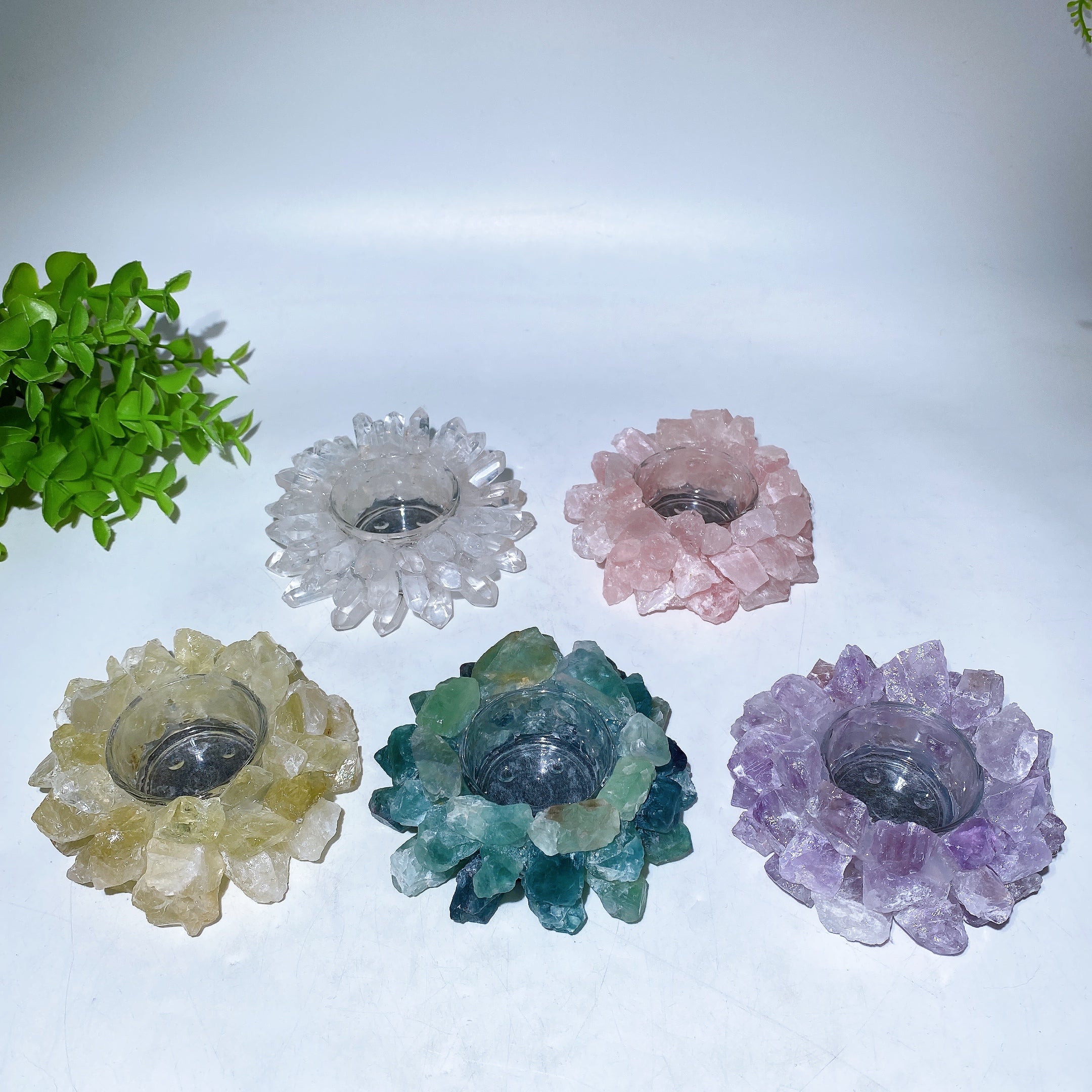 3.6 Inch Crystal Candle Holder for Healing Decor