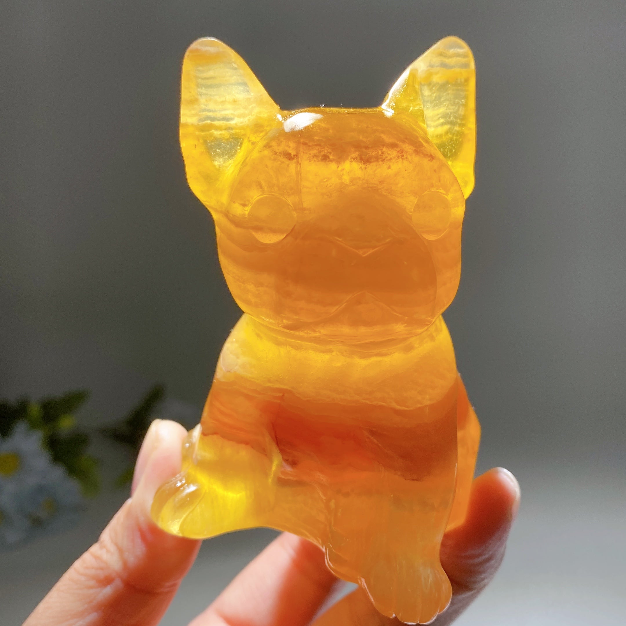 3.6 Inch Fluorite Crystal Dog Figurine Healing Stone
