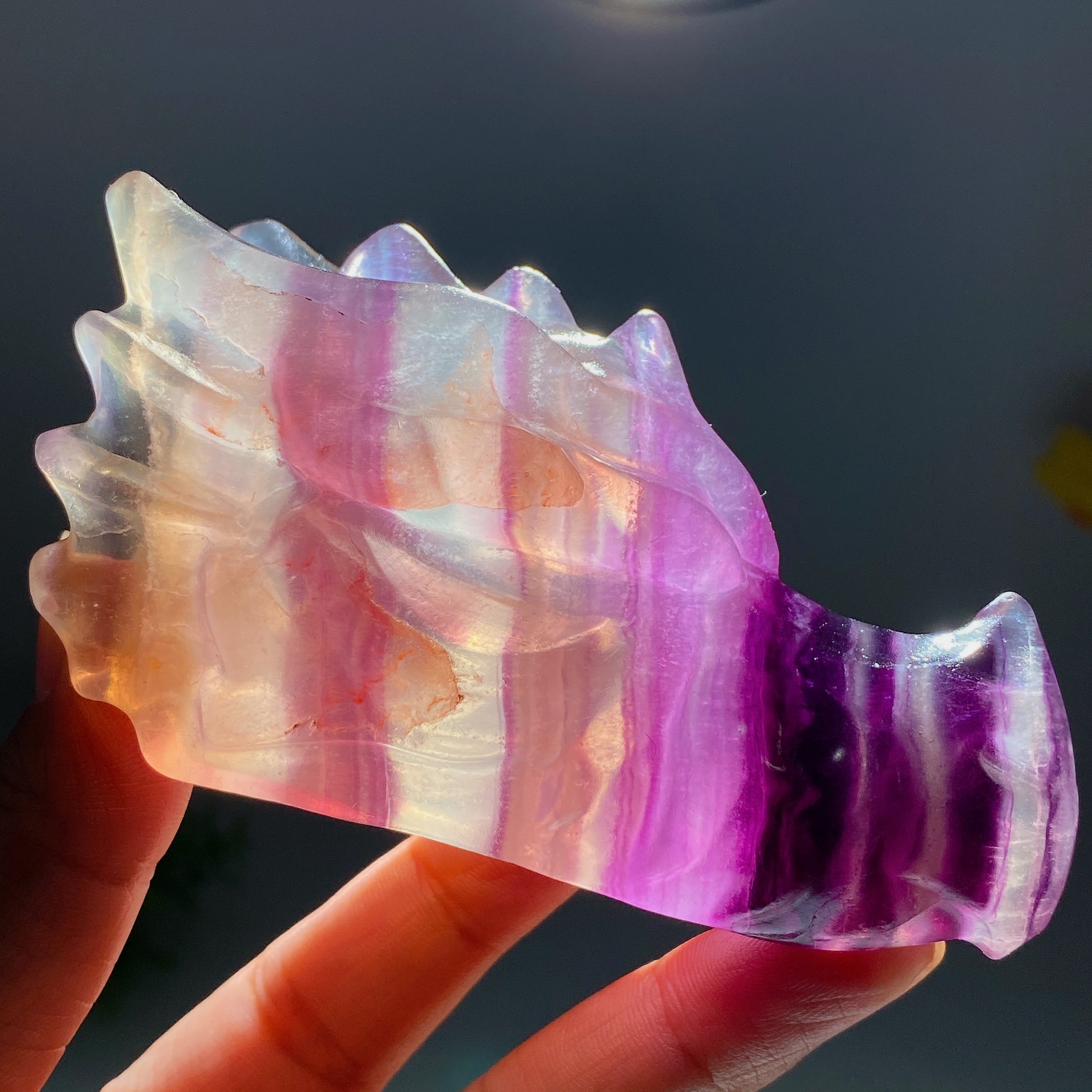 3.6 Inch Fluorite Crystal Dragon Head Carving