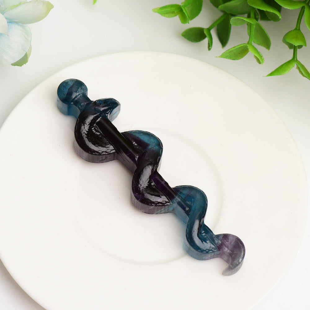 3.7 inch Fluorite Crystal Sword with Snake Carving