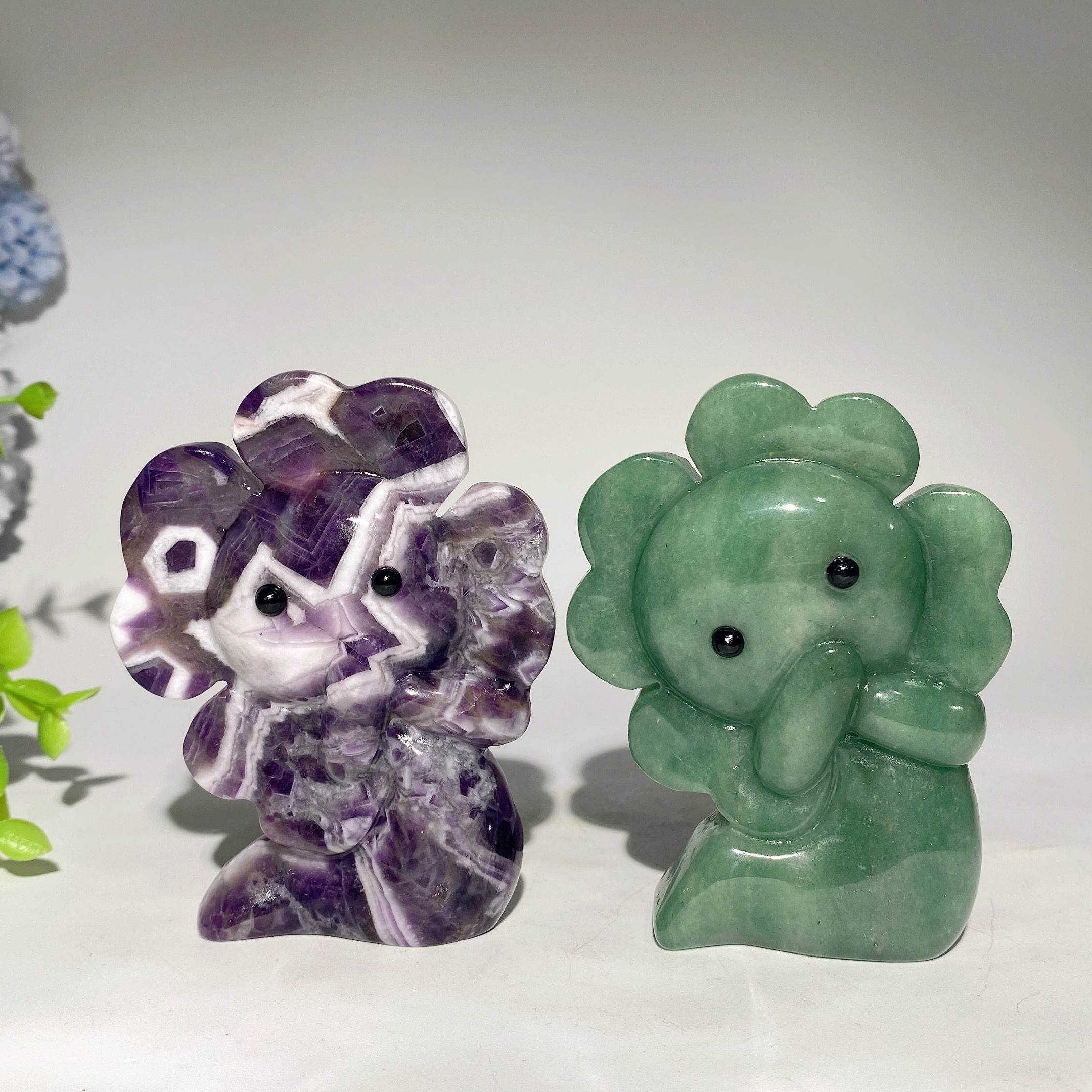 3.7 Inch Green Aventurine & Dream Amethyst Crystal Figurines