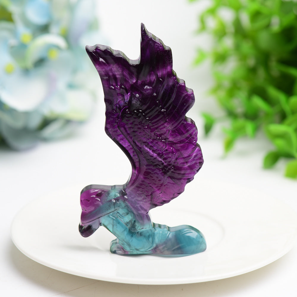 3.7-inch Rainbow Fluorite Butterfly Crystal Figurine