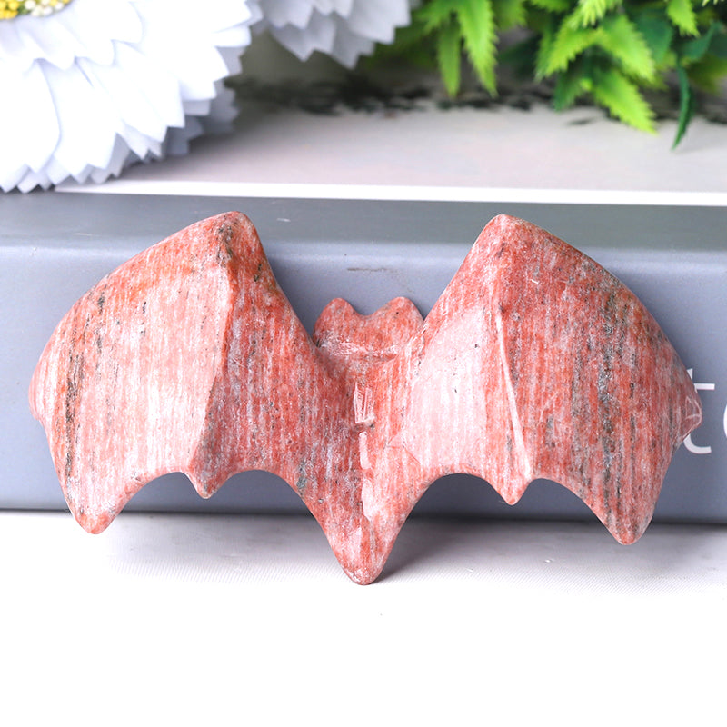 Figurine de chauve-souris en cristal de pierre de sésame de 3,7 pouces