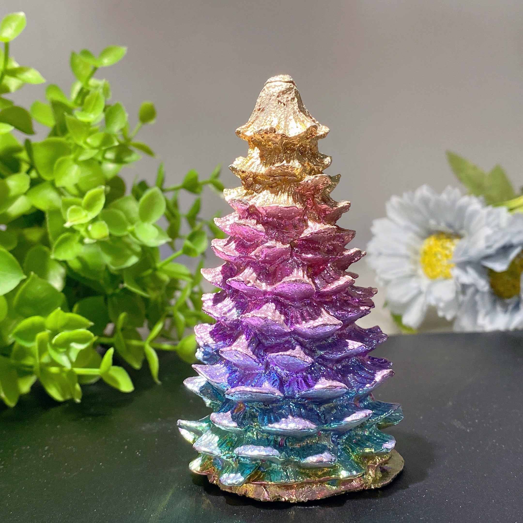 Sculpture d'arbre en cristal de bismuth de 3,8 pouces pour la guérison