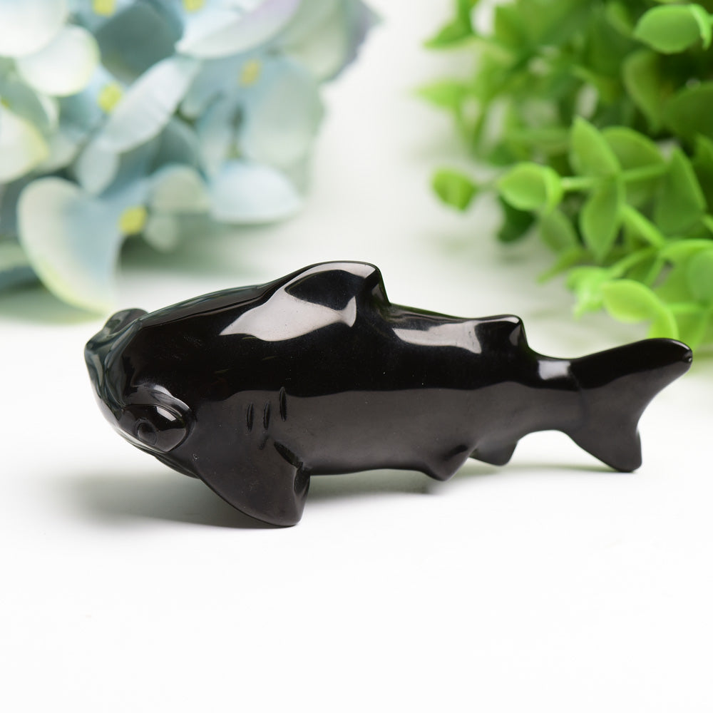 3.8 Inch Black Obsidian Jaw Crystal Figurine for Healing