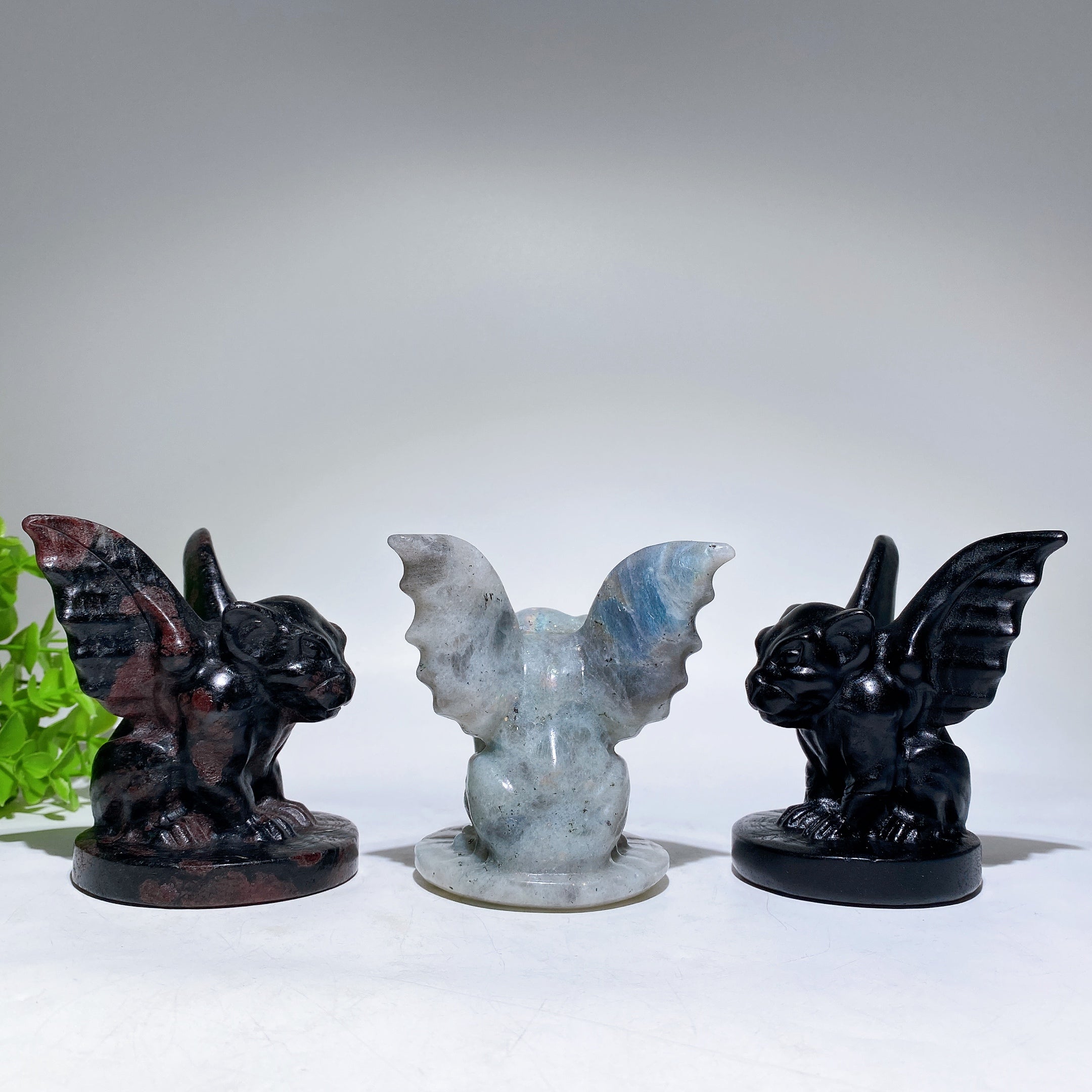 3.8-inch Labradorite Crystal Gargoyle Figurine Carving