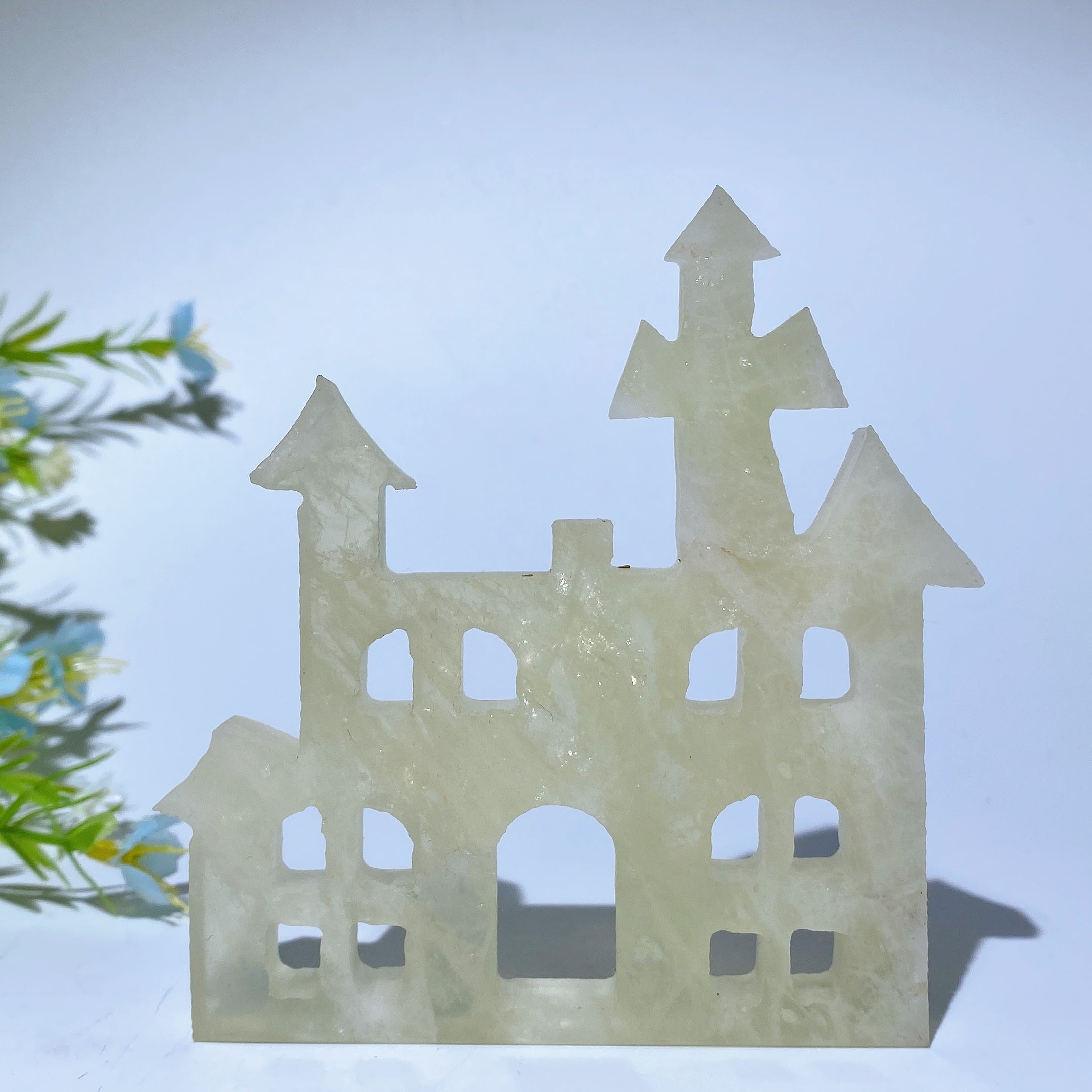 3.8 Inch Mixed Crystal Castle Carving for Healing Decor