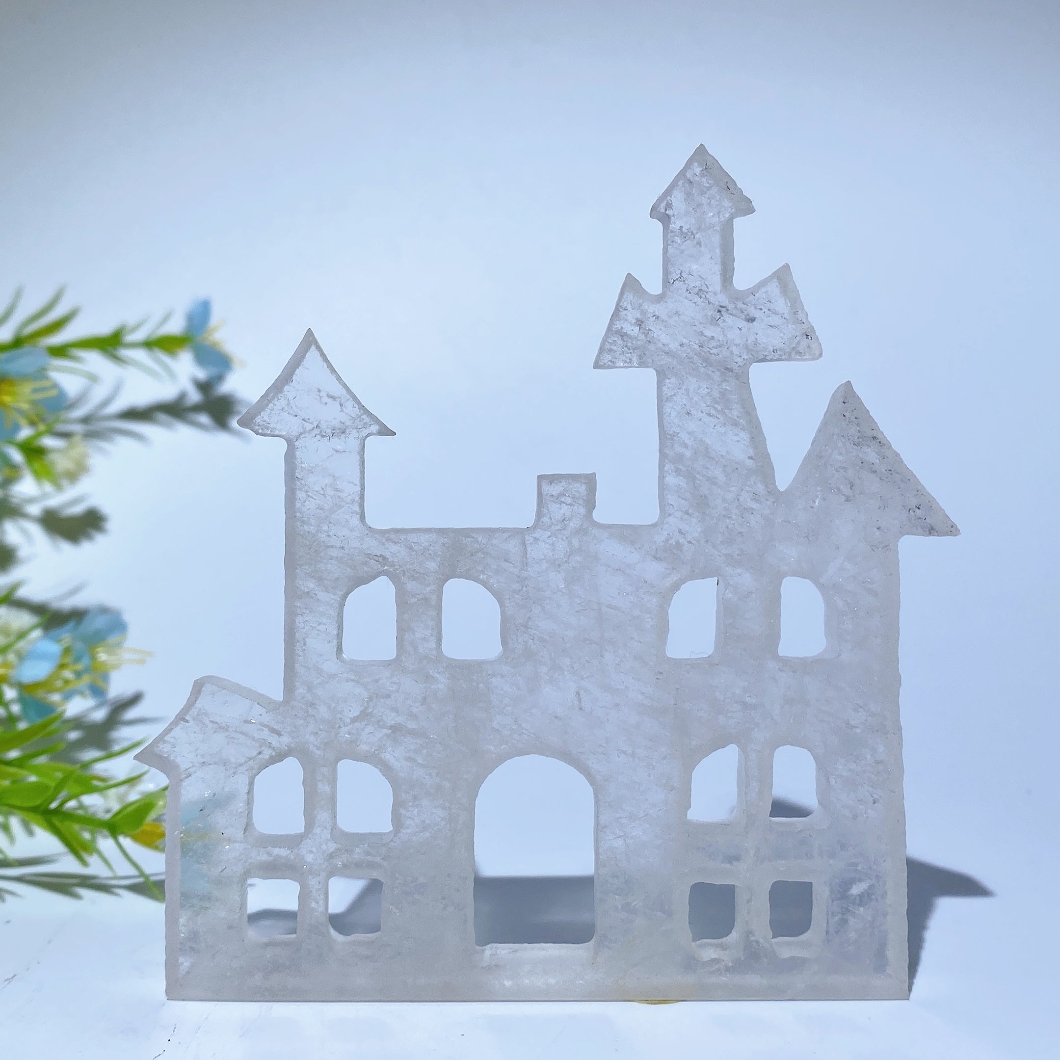 3.8 Inch Mixed Crystal Castle Carving for Healing Decor