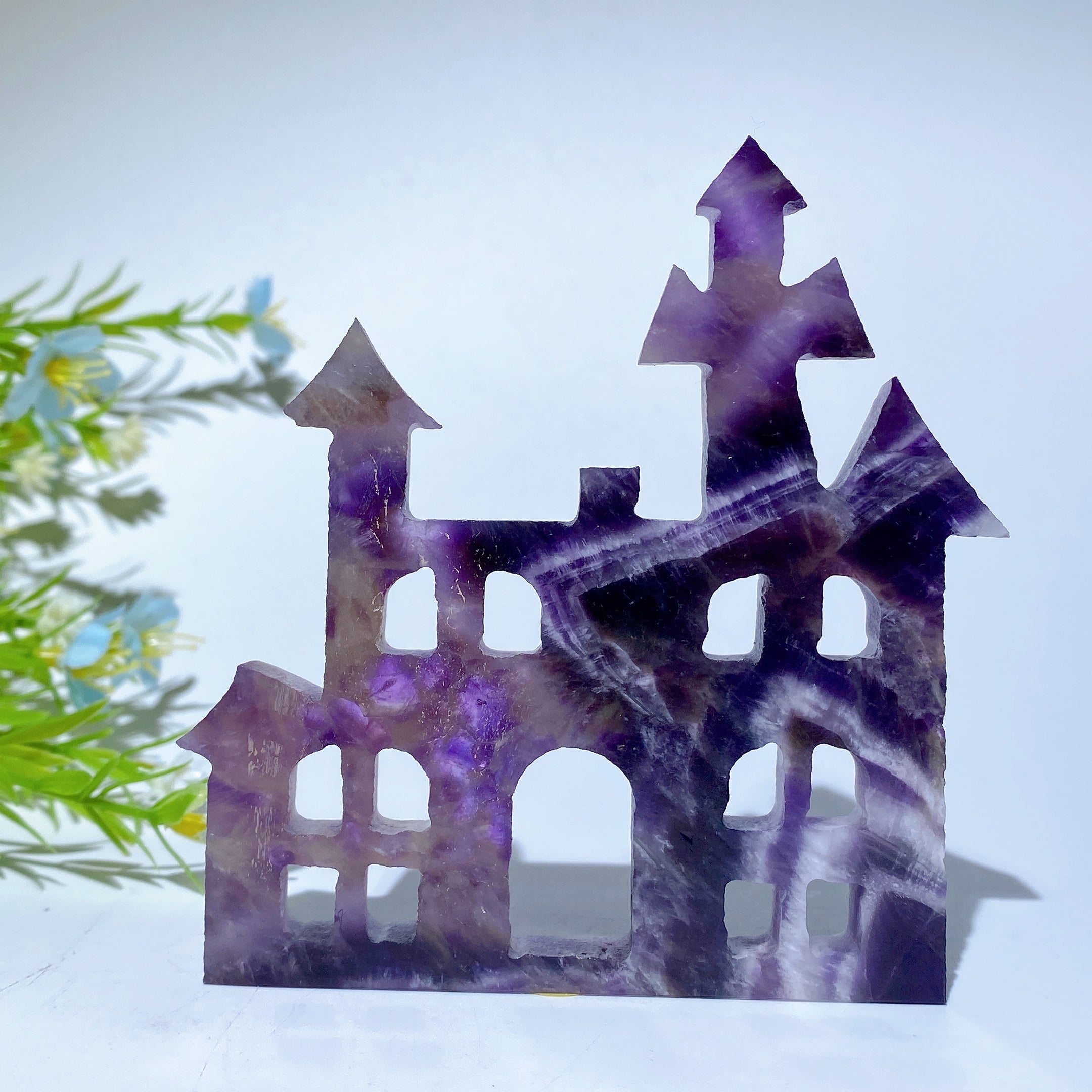 3.8 Inch Mixed Crystal Castle Carving for Healing Decor