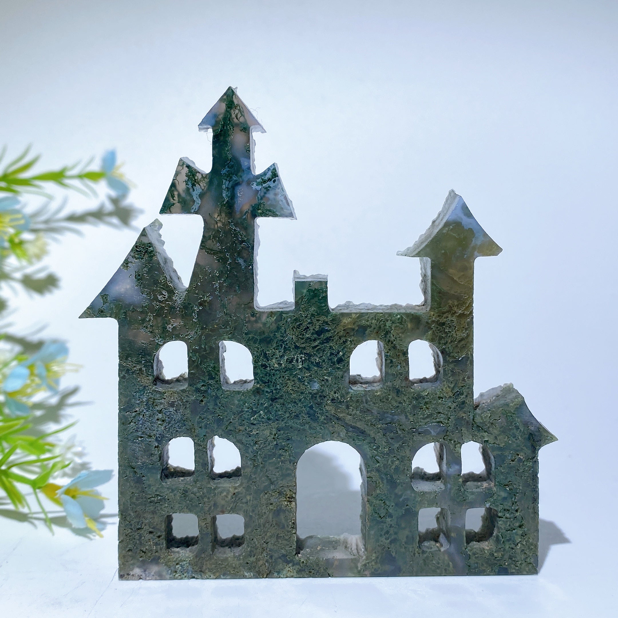3.8 Inch Mixed Crystal Castle Carving for Healing Decor