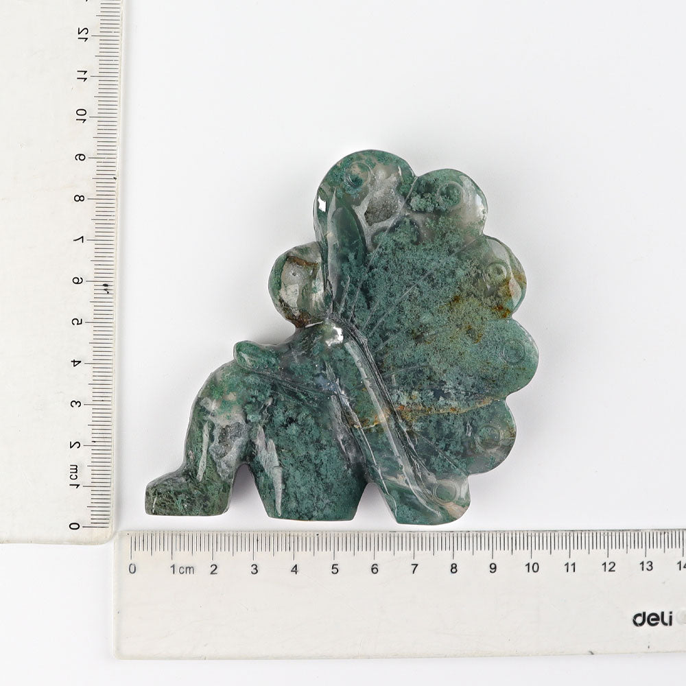 3.8 Inch Moss Agate Fairy Crystal Figurine Carving