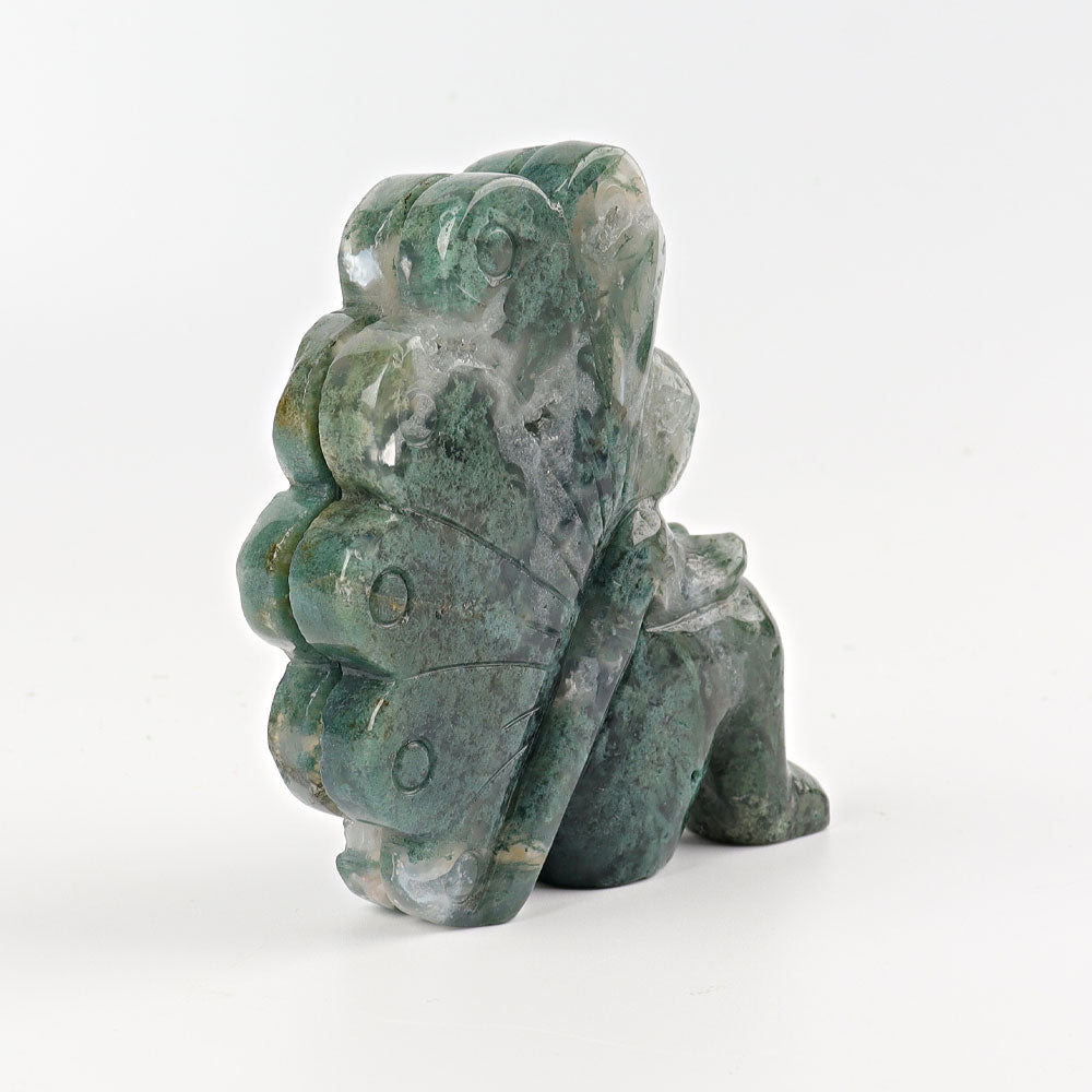 3.8 Inch Moss Agate Fairy Crystal Figurine Carving