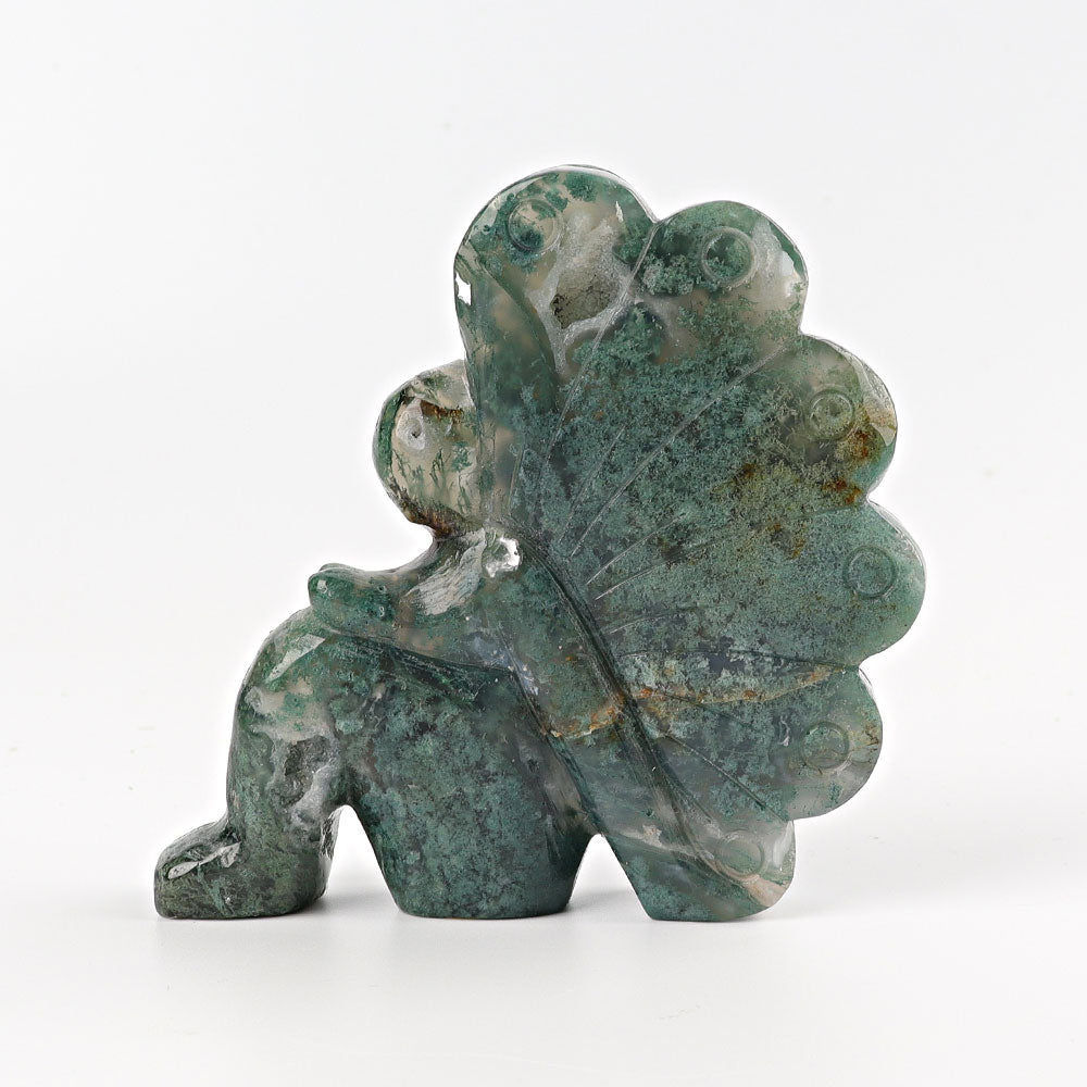 3.8 Inch Moss Agate Fairy Crystal Figurine Carving