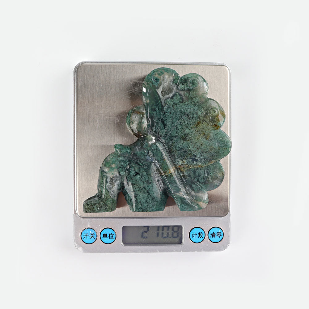 3.8 Inch Moss Agate Fairy Crystal Figurine Carving