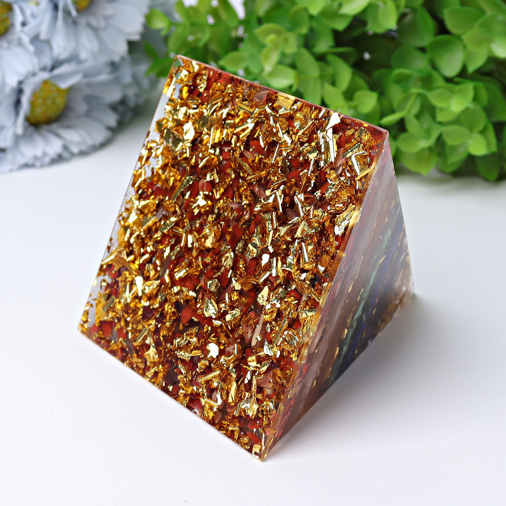3.8-inch Resin Chakra Crystal Pyramid for Healing Meditation