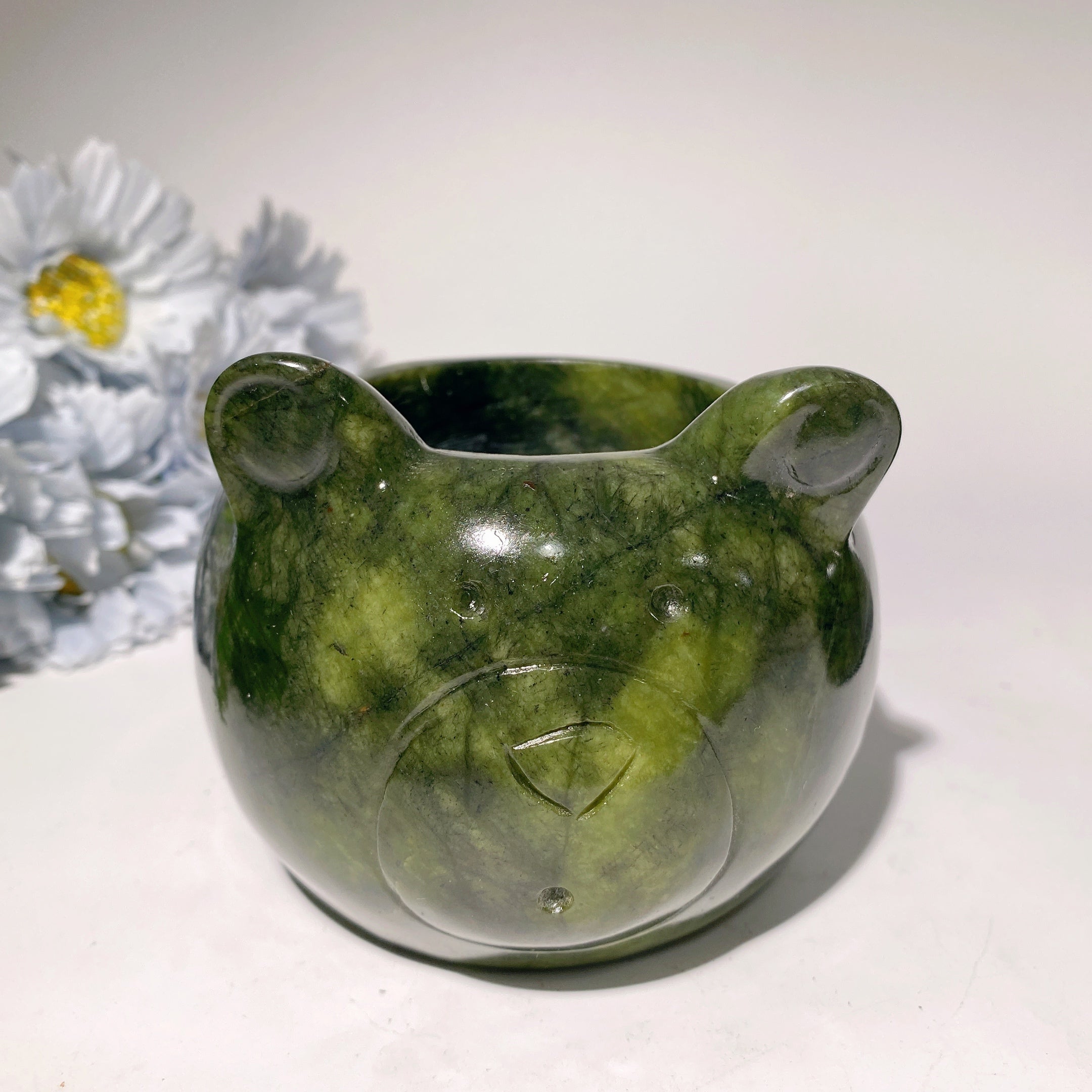 3.8 inch Serpentine Crystal Bear Figurine for Healing