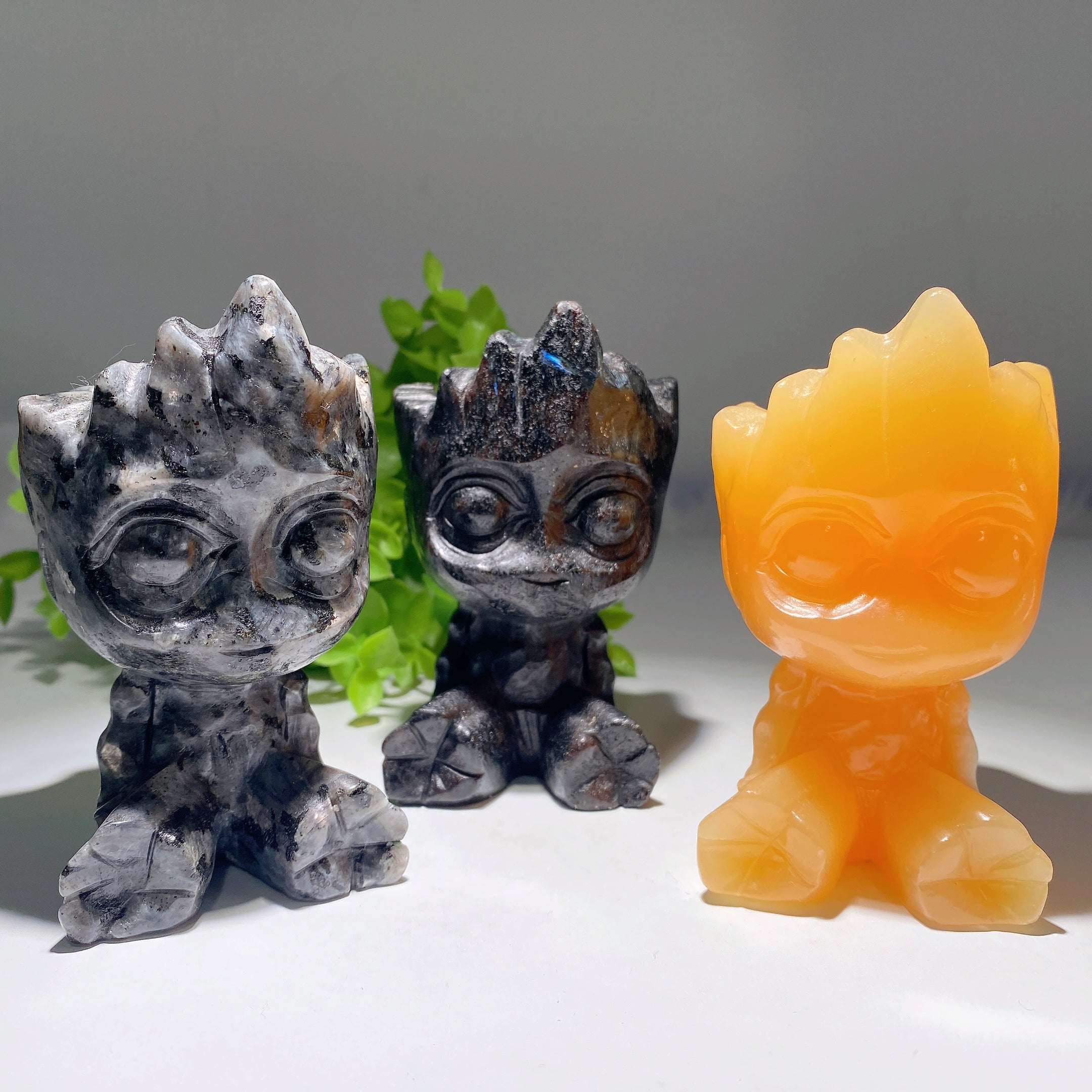 3.8" Mixed Crystal Groot Candle Holder for Energy Healing