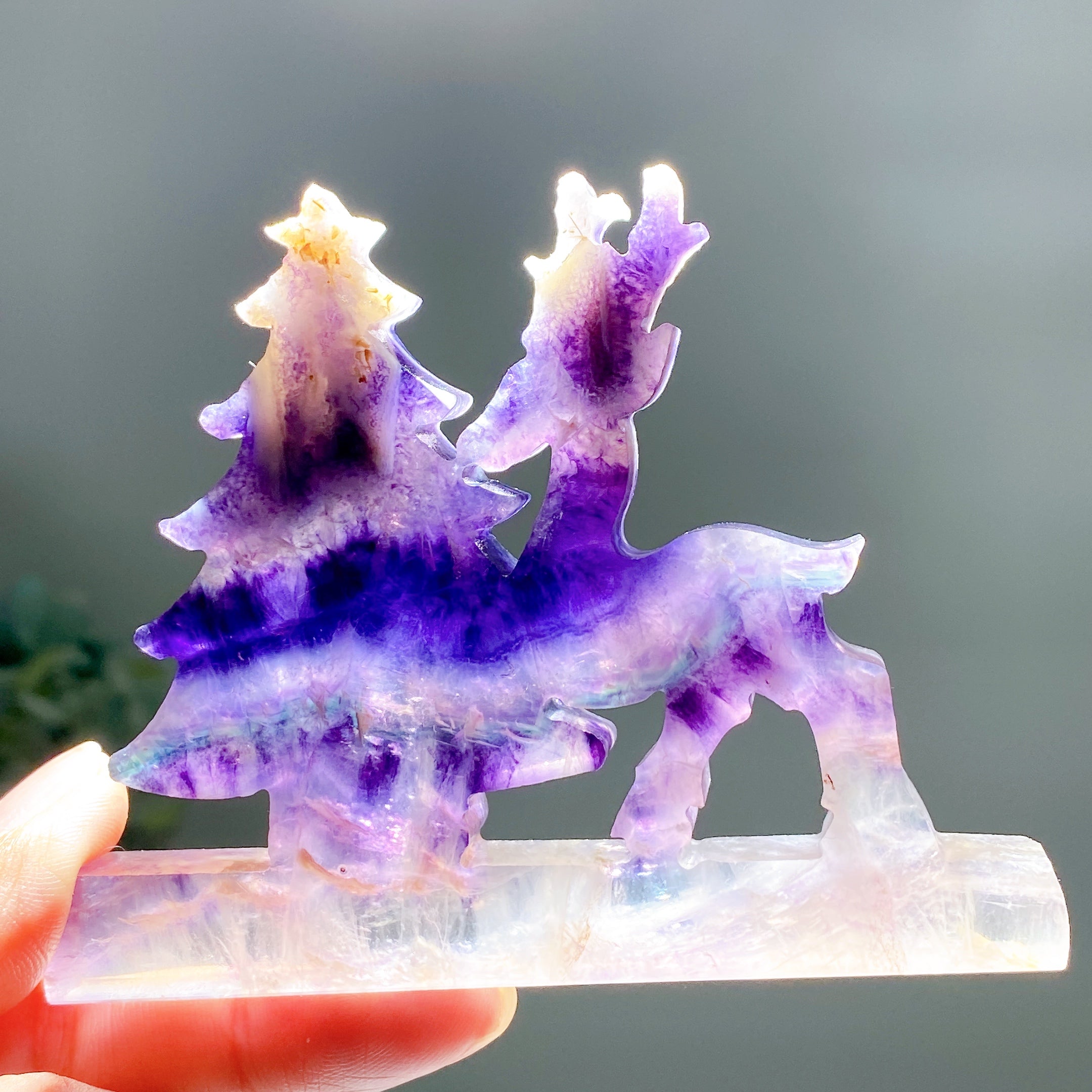 3.8in Mixed Crystal Deer & Tree Figurines Collection