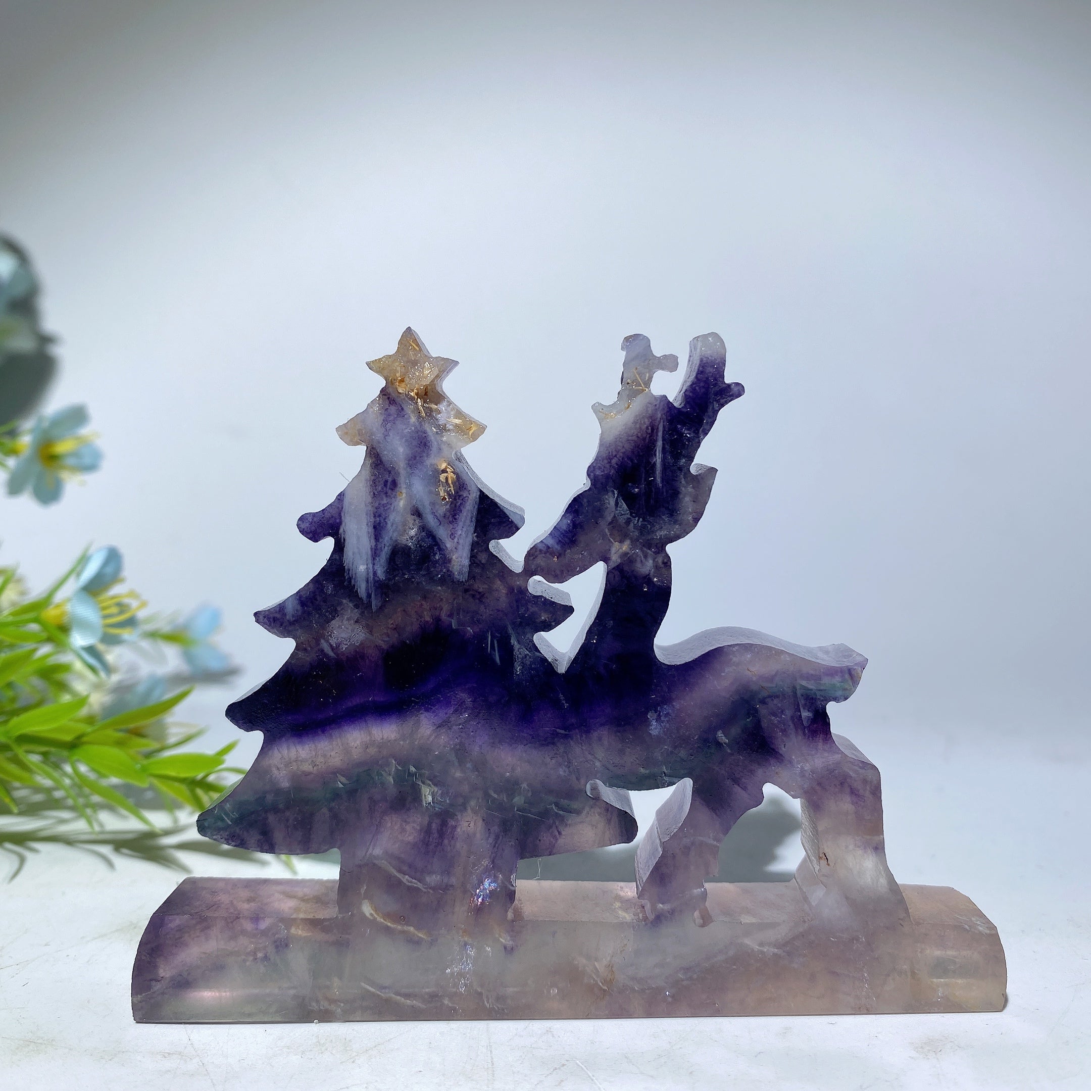 3.8in Mixed Crystal Deer & Tree Figurines Collection